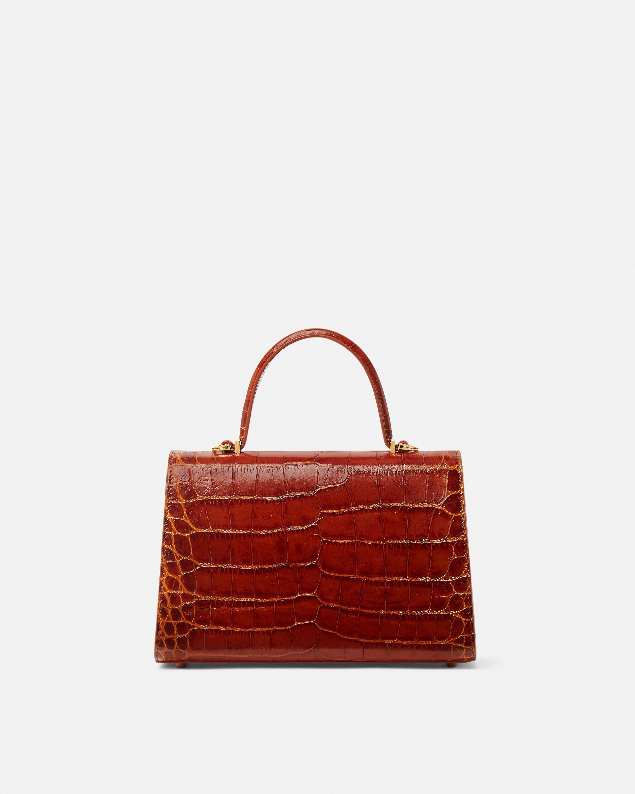 Medusa '95 Croc-Effect Top-Handle Brown | VERSACE US