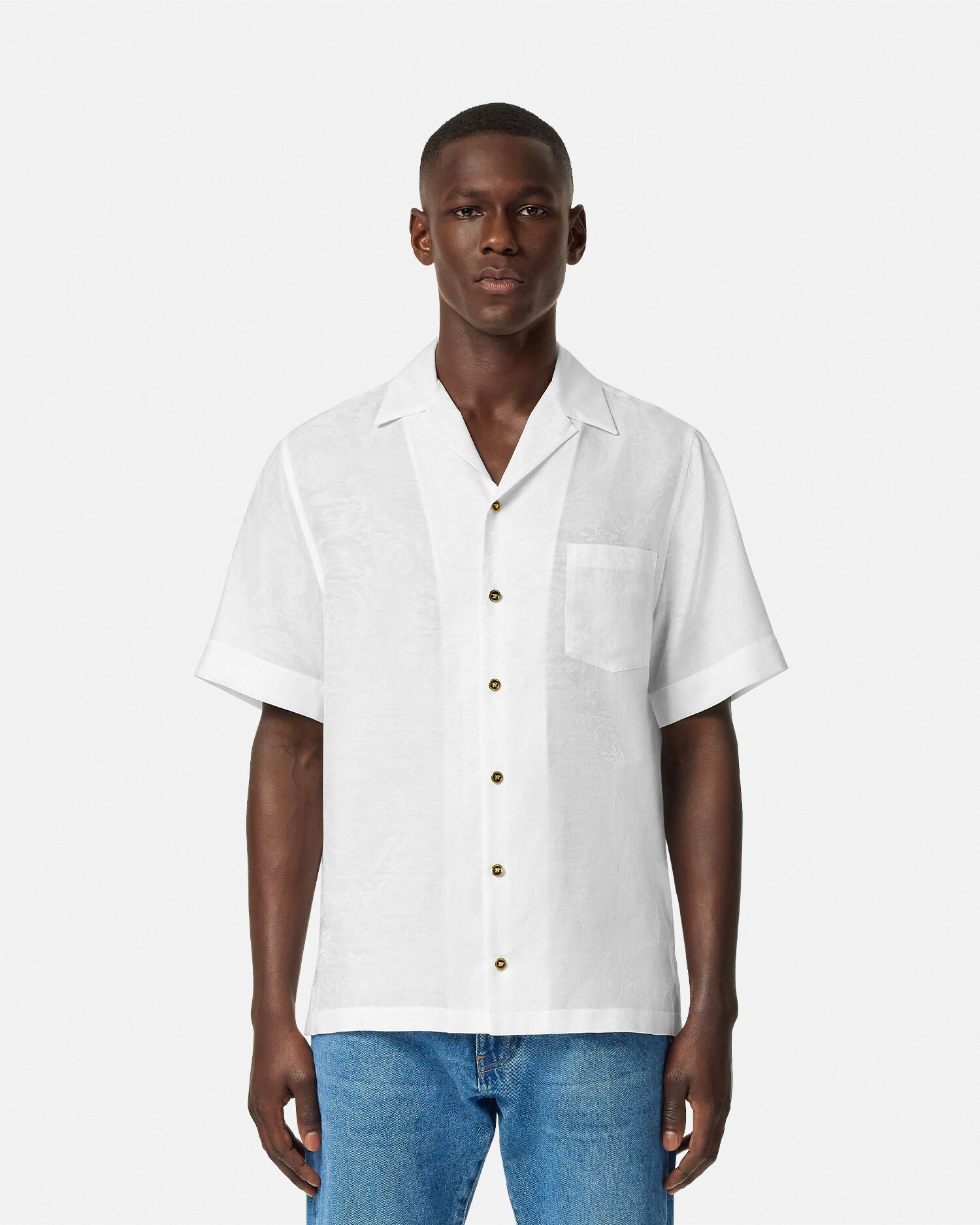 Camisa Barocco de jacquard Blanco VERSACE