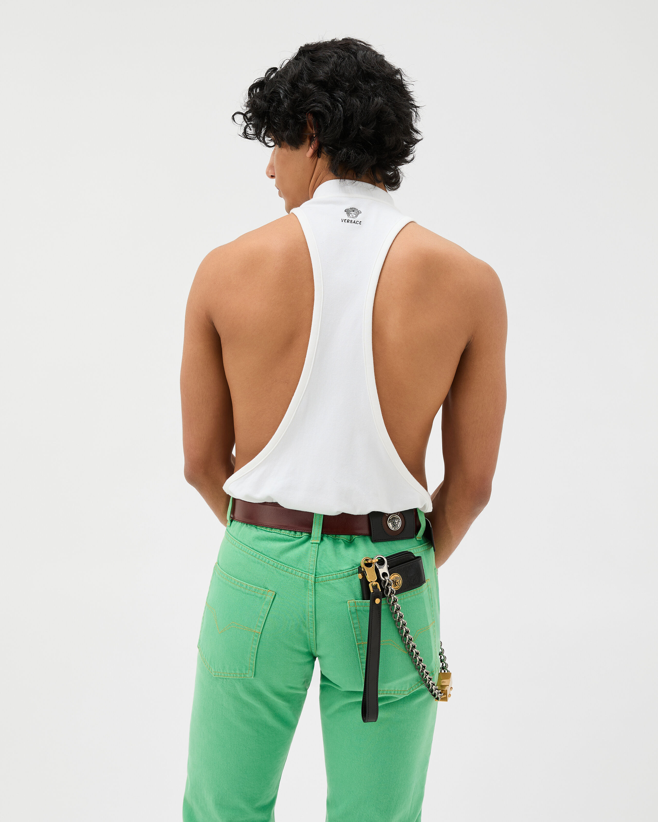 Stretch Cotton-Jersey Tank Top White | VERSACE US