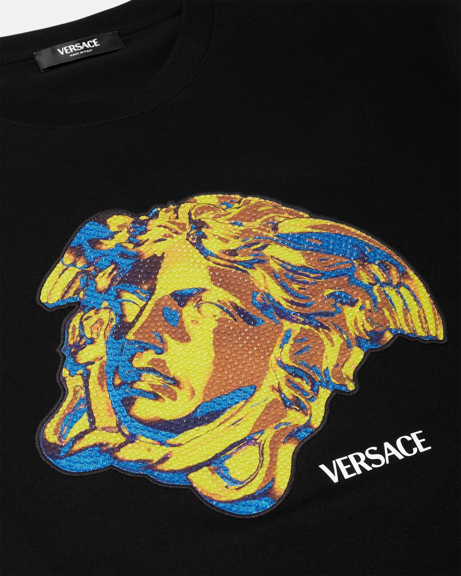 Embellished Cotton-Jersey T-Shirt Black | VERSACE
