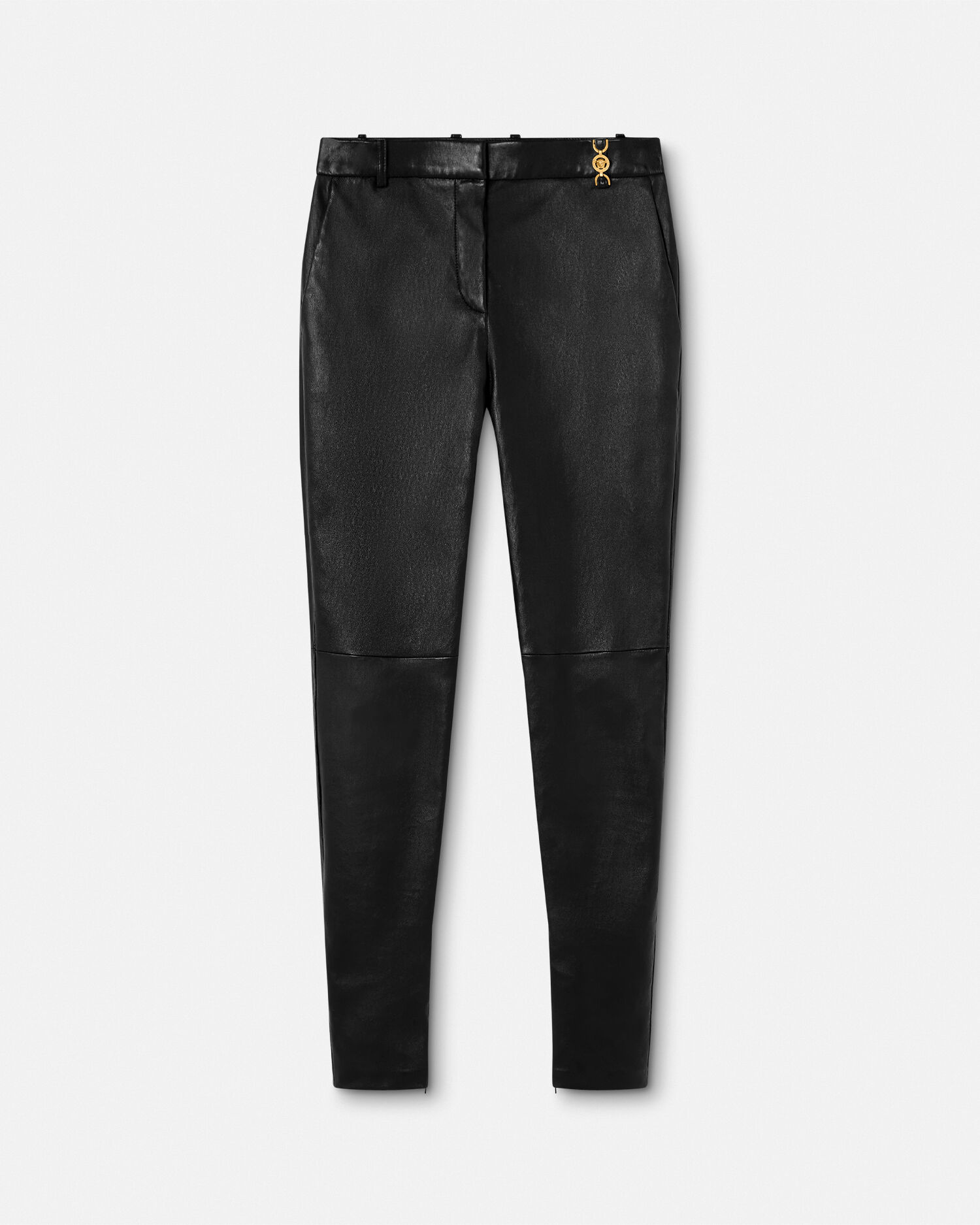 Slim Fit Leather Pants Black VERSACE CA