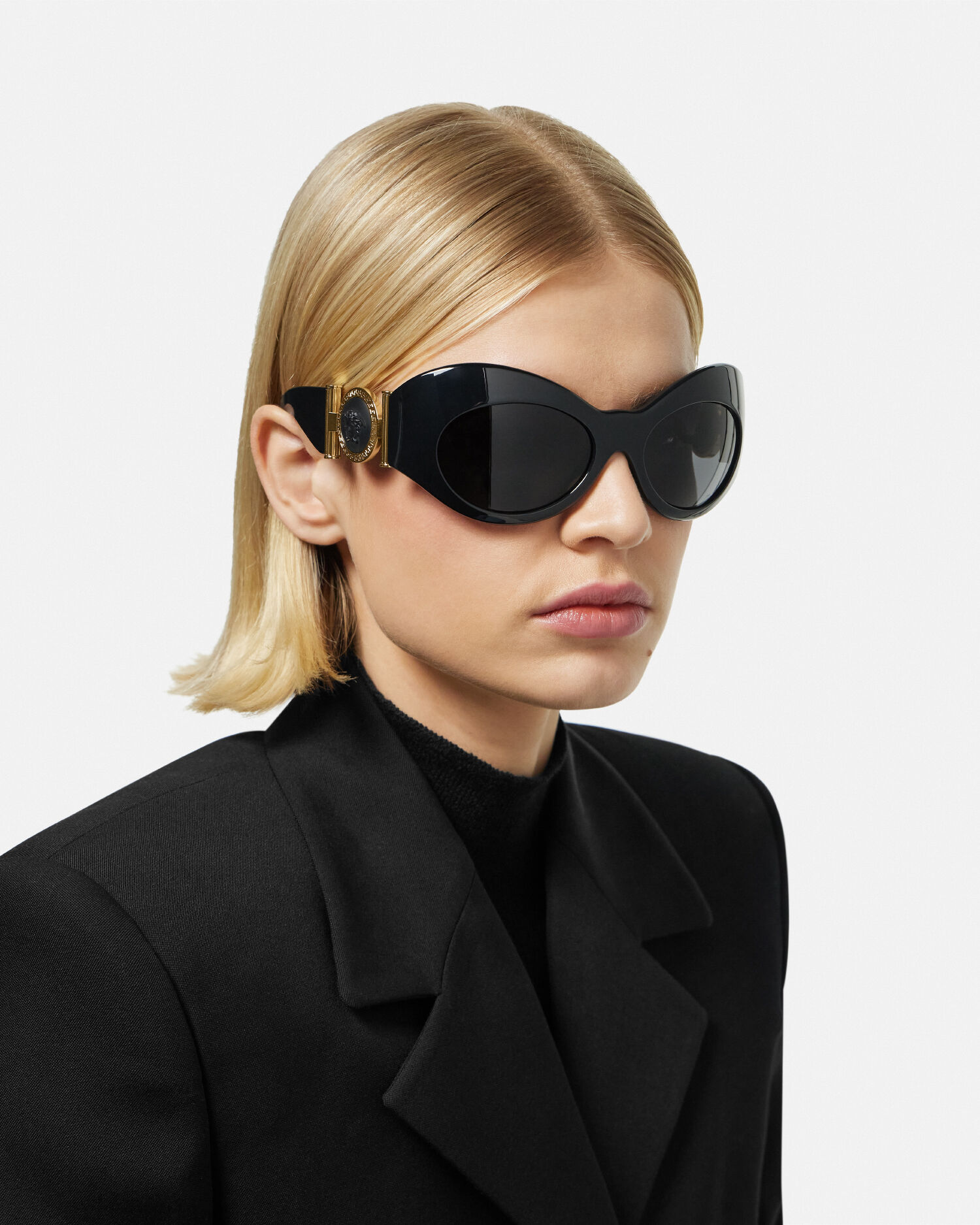 Versace women's shield sunglasses discount