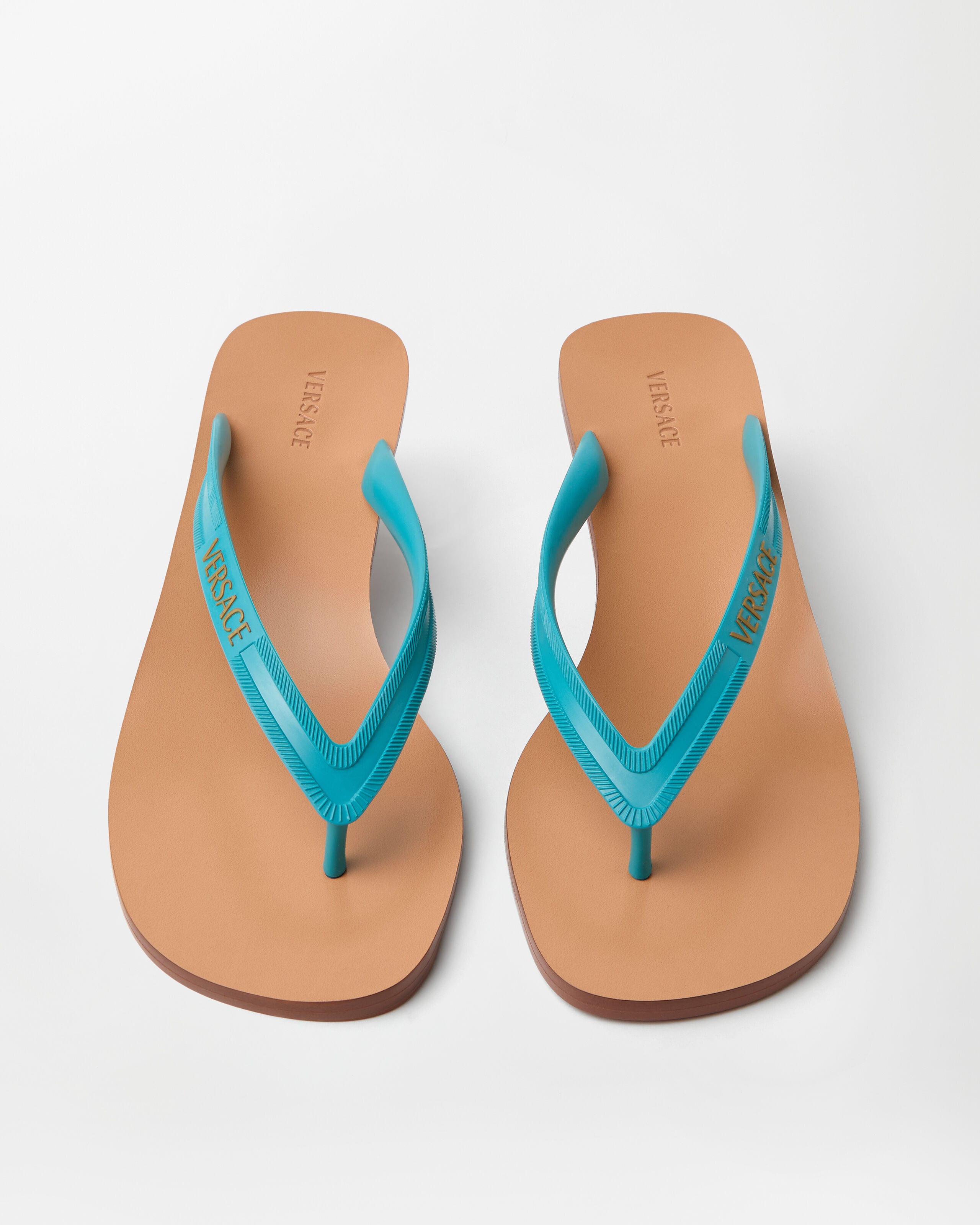 Sophie Rubber Thong Sandals 40 mm Blue | VERSACE US
