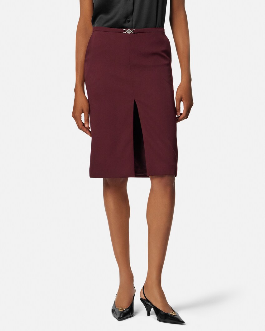 تنورة متوسطة مستقيمة من الجبردين المطاطي  بوردو 4