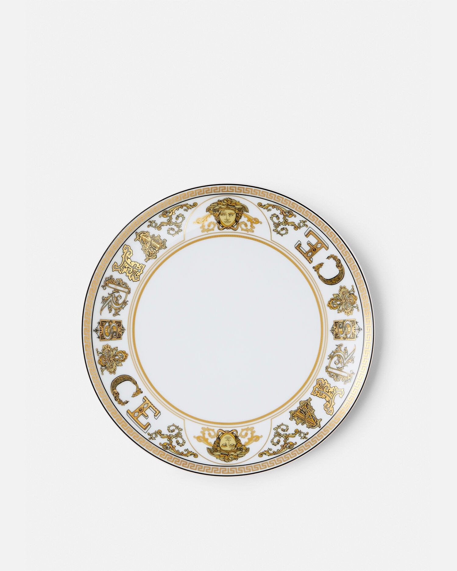 Virtus Gala White Plate 21 cm Print | VERSACE US