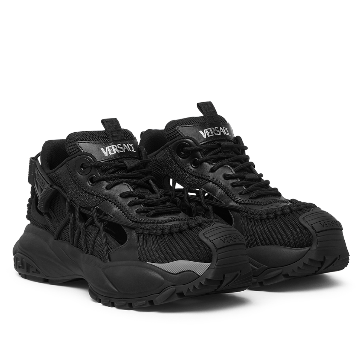 【関税＆送料込み】Versace 'Mercury' Black Leather Blend Sn Versace Mercury M_VS_04 Sneakers | VERSACE US
