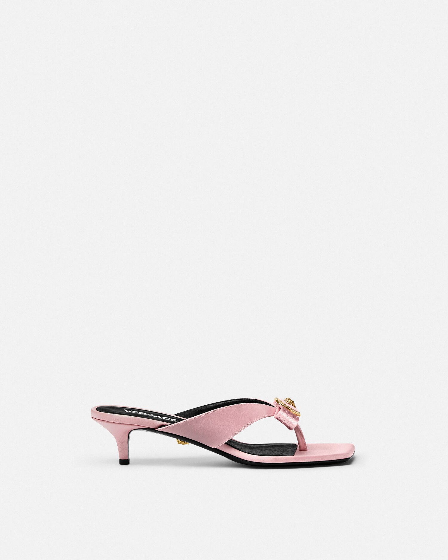 Shop Versace Gianni Ribbon Satin Mules 45 Mm In Pink