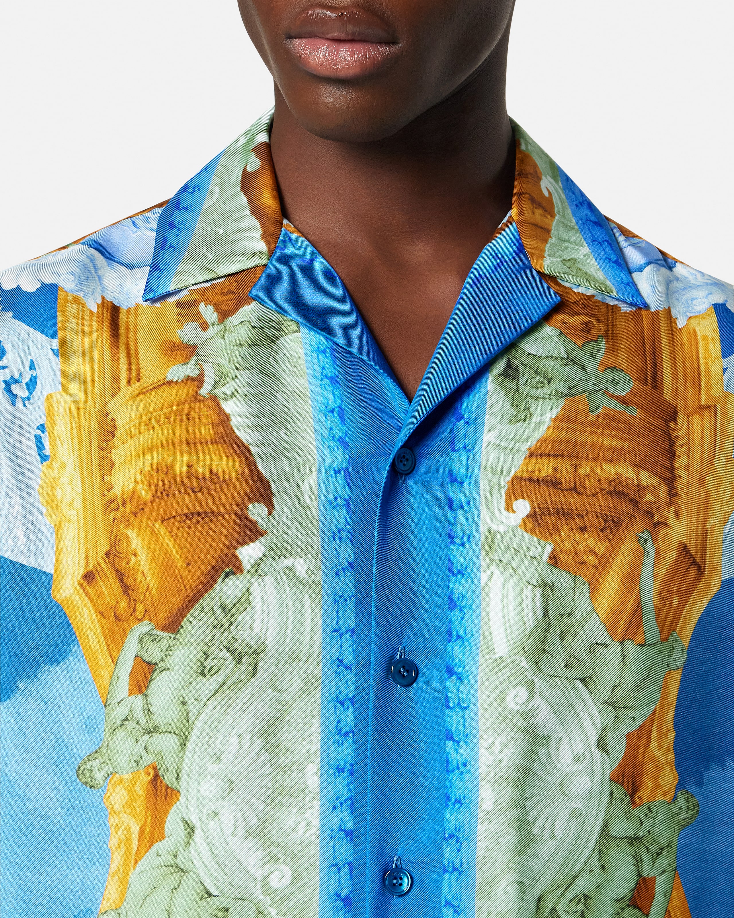 Printed Silk Twill Regular Shirt Print | VERSACE ZA