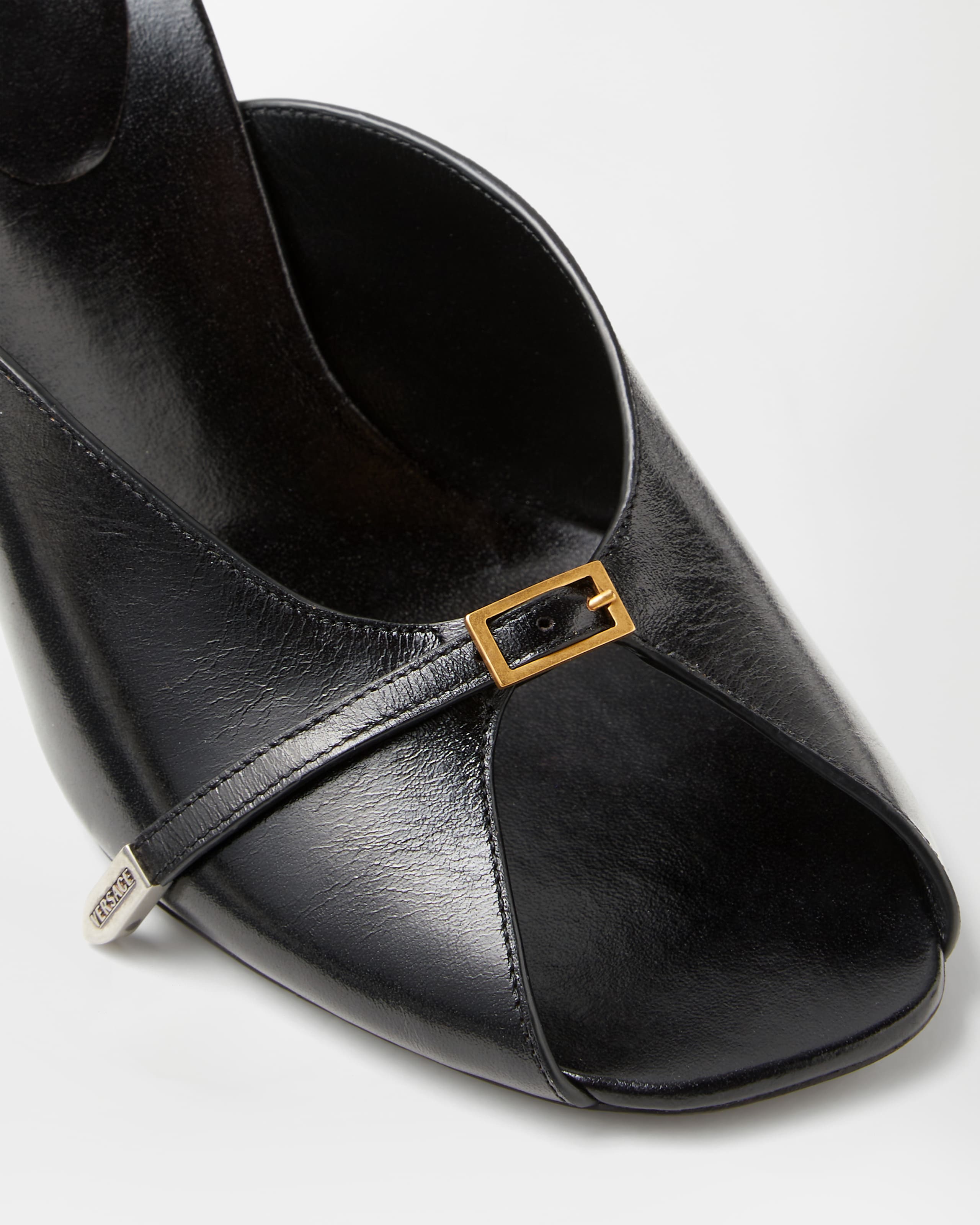 Nyx Leather Mules 80 mm Black | VERSACE US