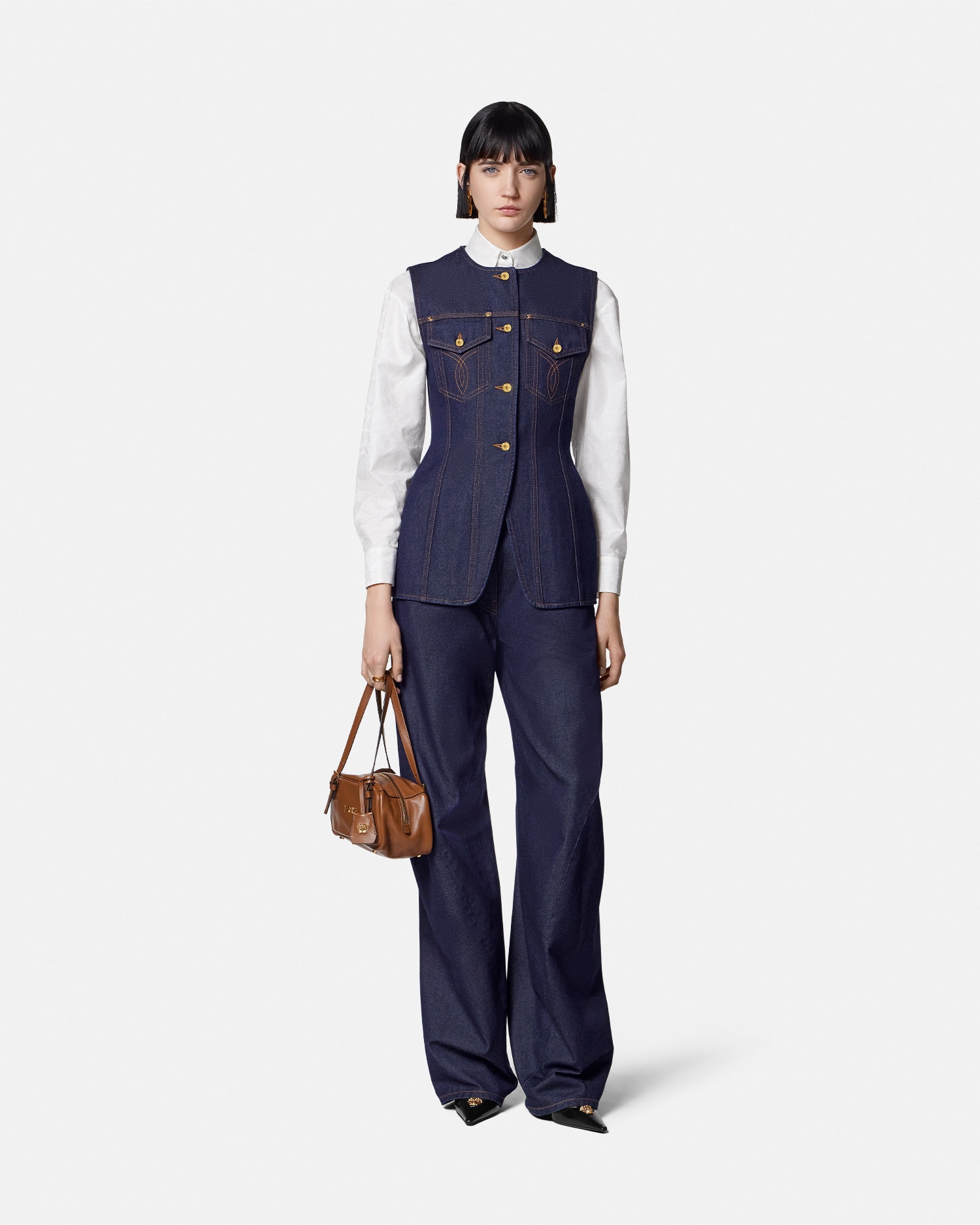 Versace Twisted Baggy Jeans In Blue
