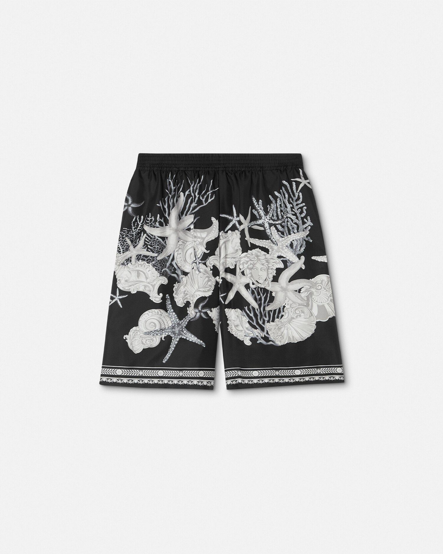 Versace Short En Soie Barocco Sea In Black+print