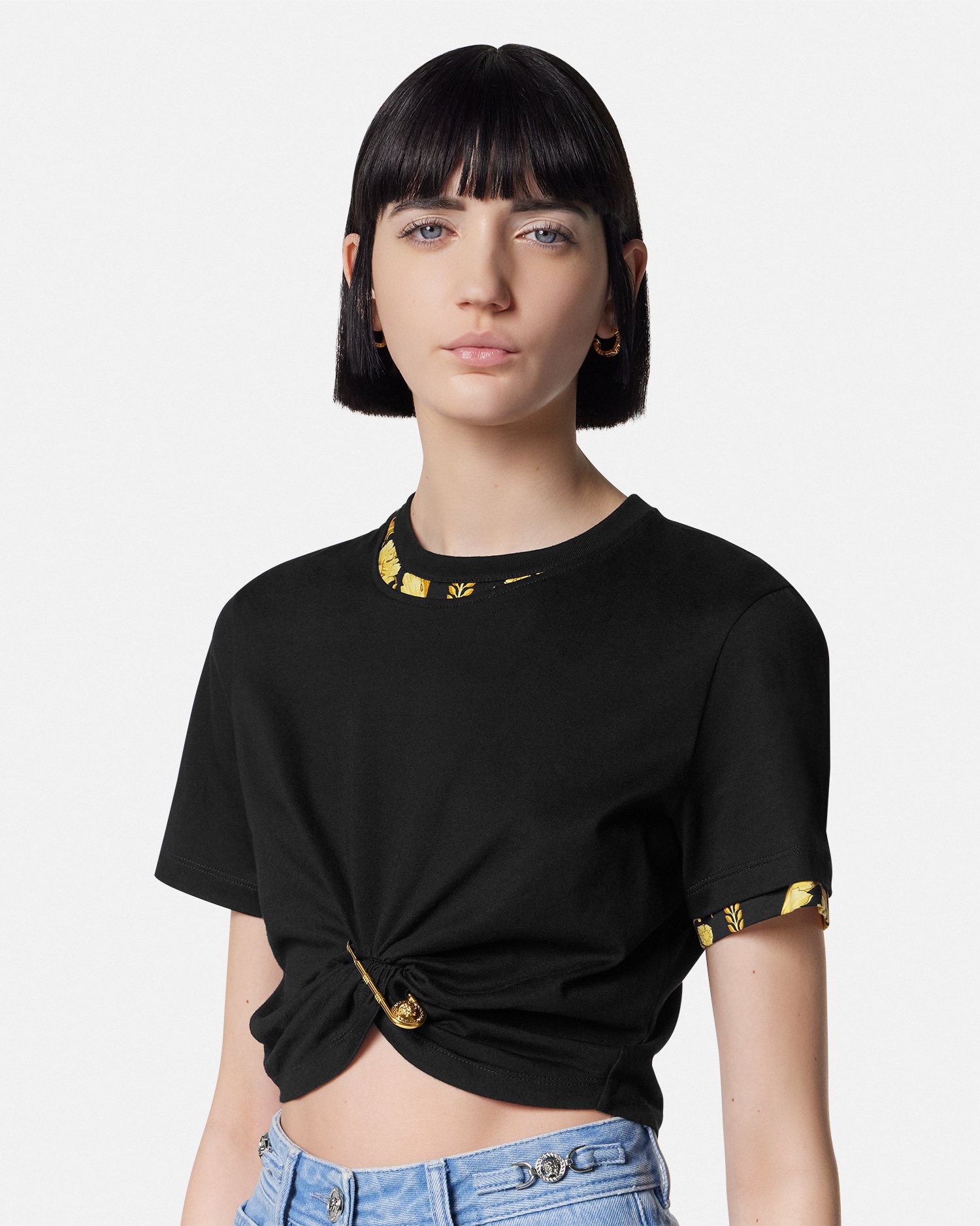 Barocco Safety Pin Crop T-Shirt