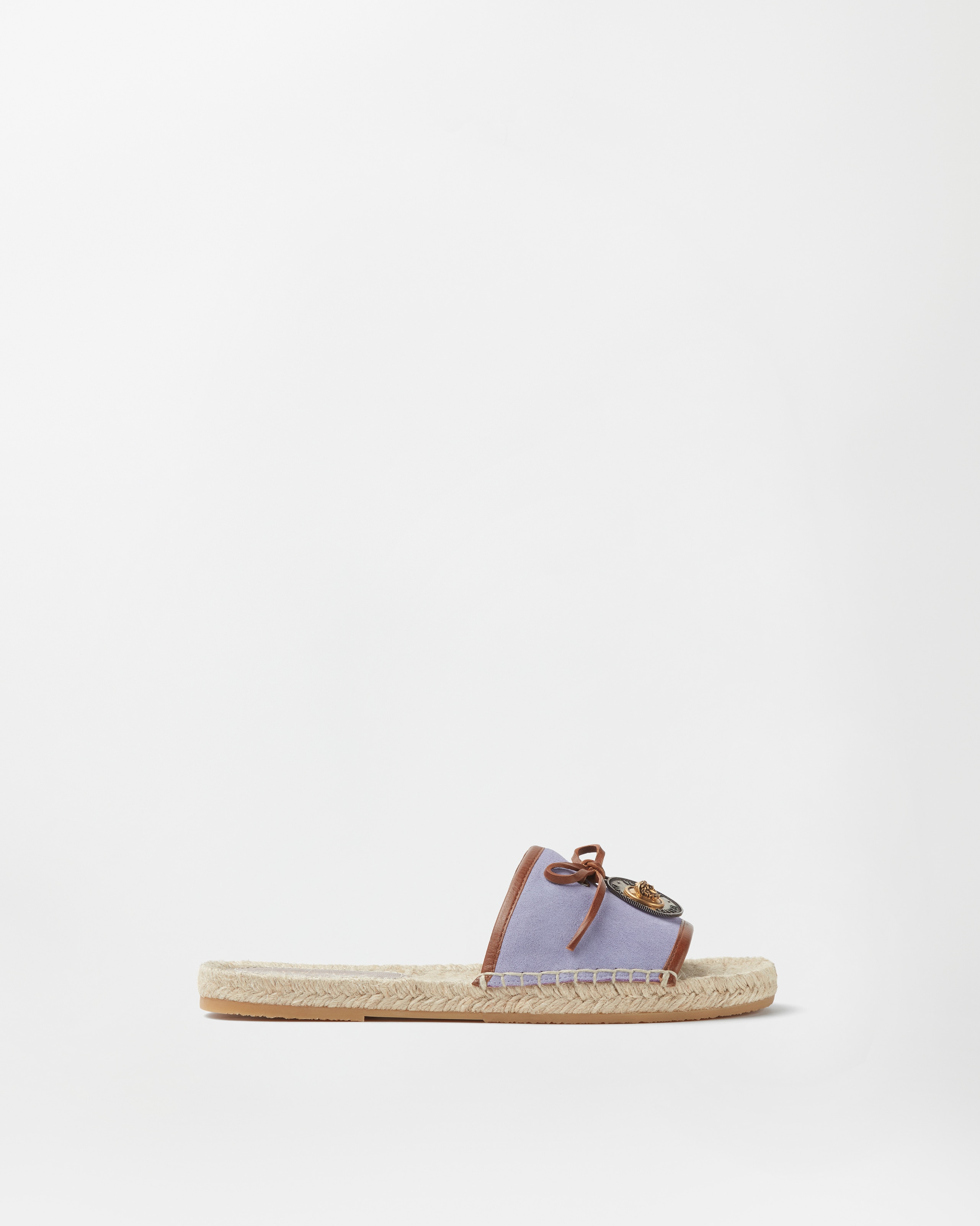 Versace Lola Suede Flat Sandals In Multi