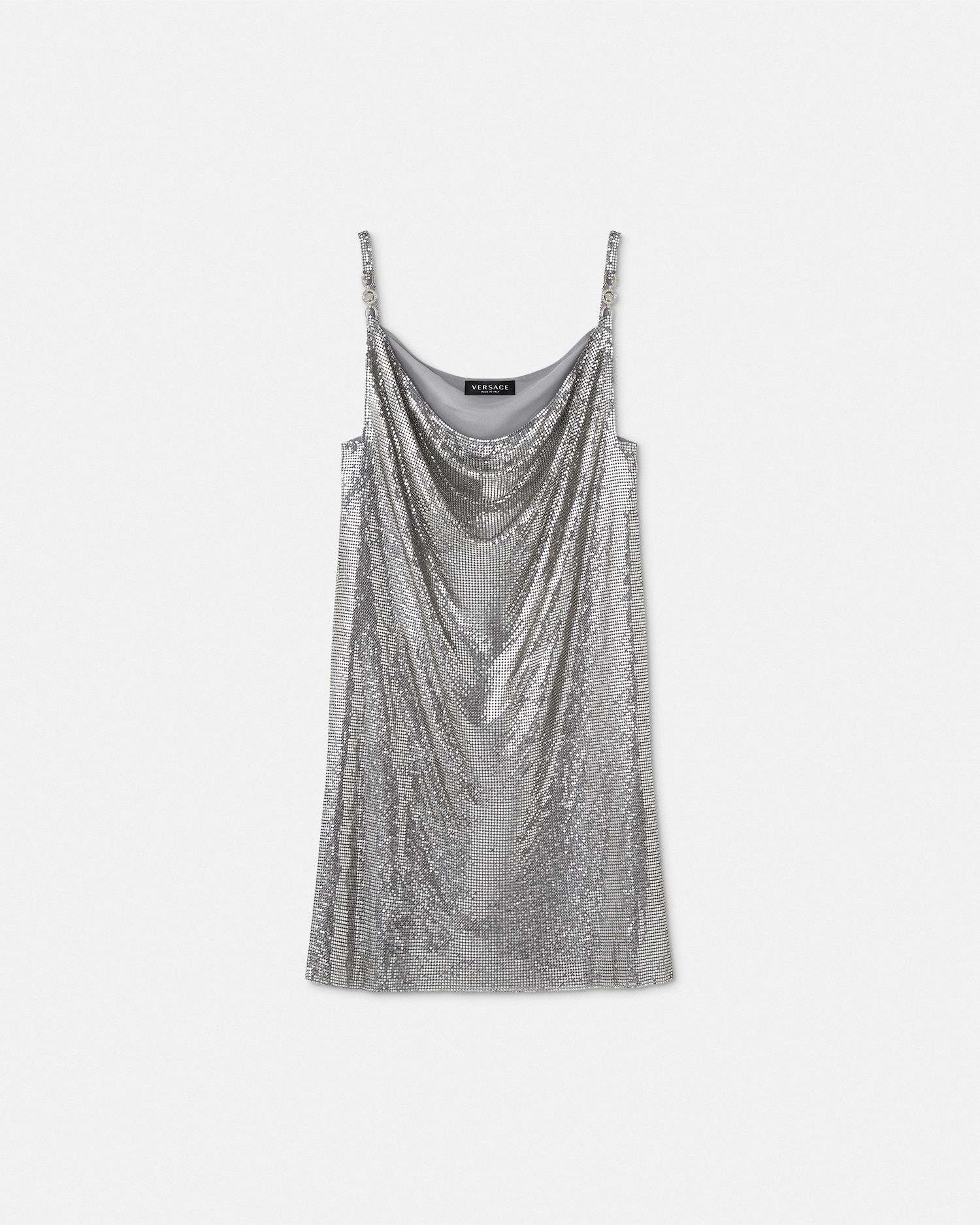 Metal Mesh Slip Mini Dress Silver | VERSACE US Metal Mesh Slip Mini Dress Silver | VERSACE US