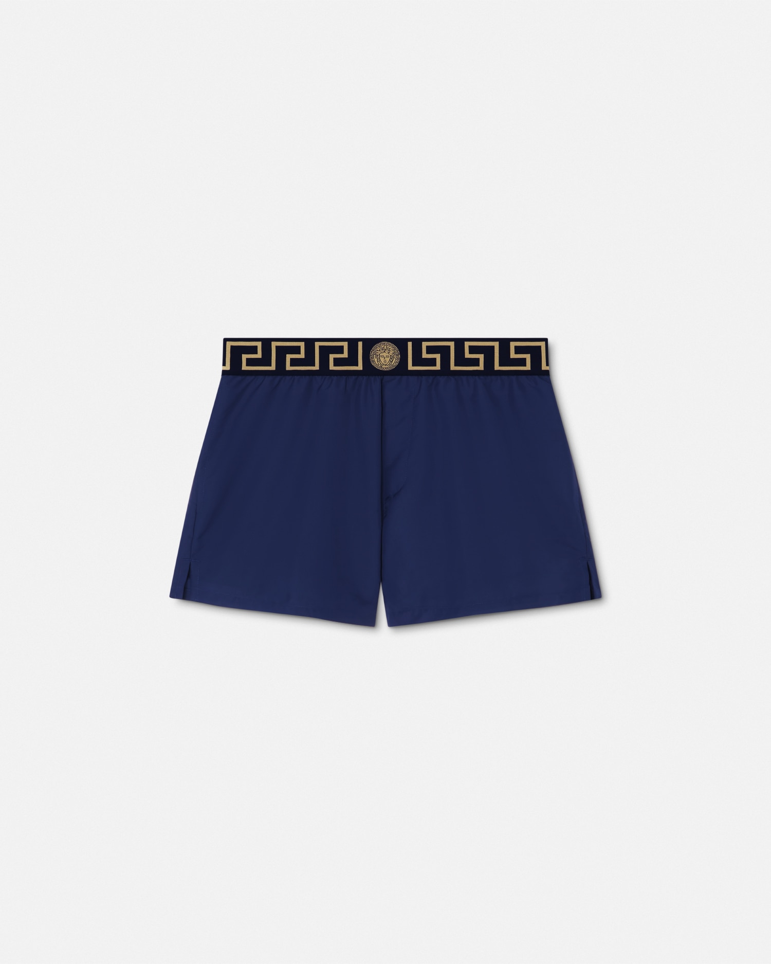 Versace Greca Border Swim Shorts In Bleu