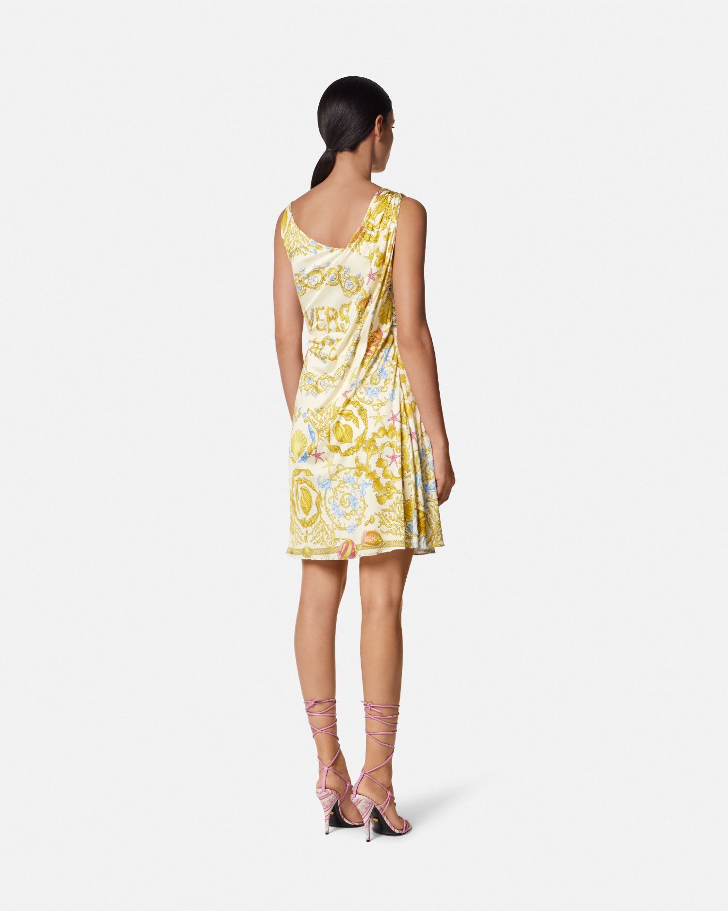 Underwater Barocco Draped Flared Mini Dress