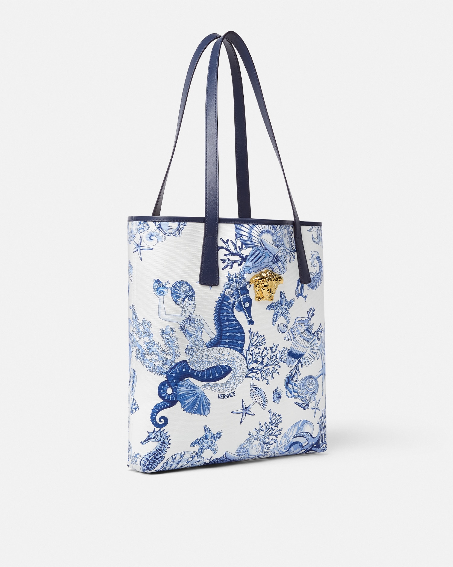 Versace Coral Theatre La Medusa Canvas Tote Bag