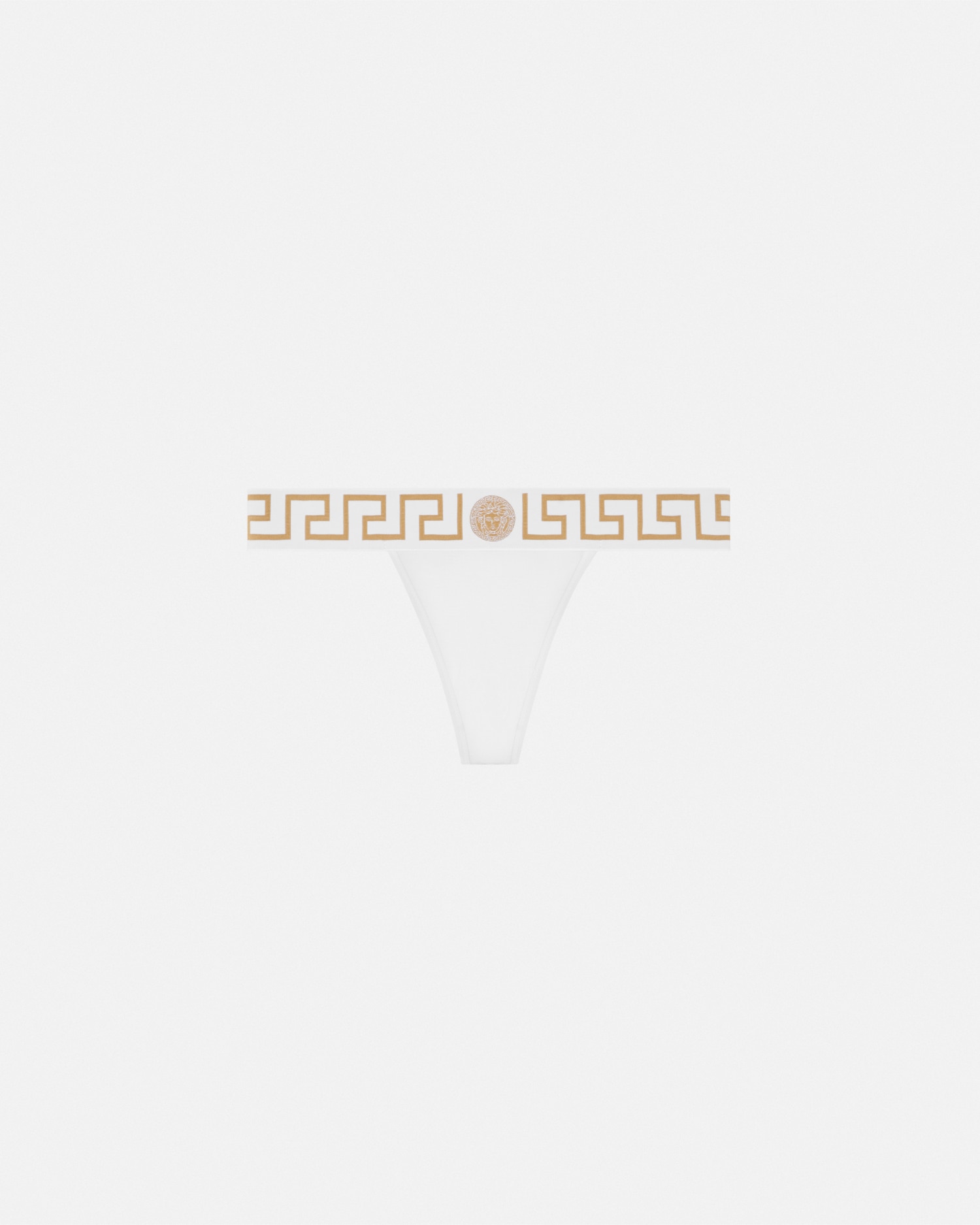 Versace Greca Border Thong In Blanc