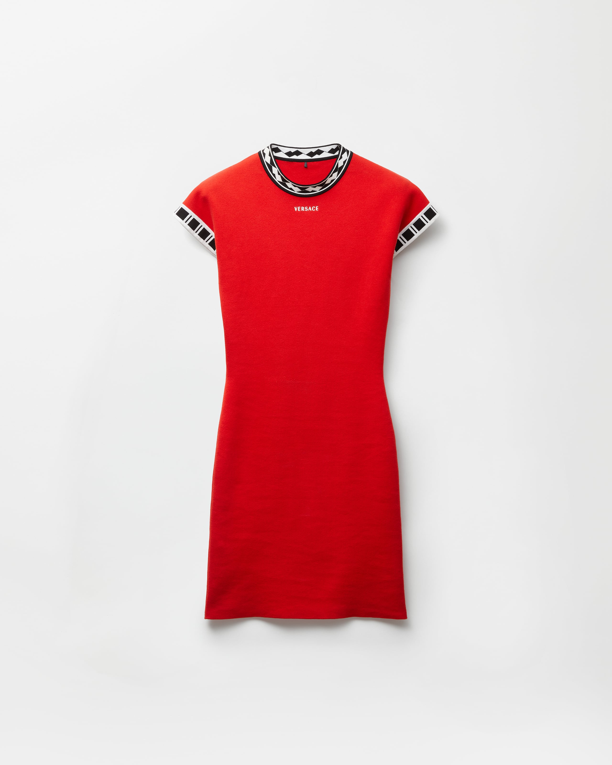 versace red mini dress Versace Cotton Knit Mini Dress, Female, Red, 40