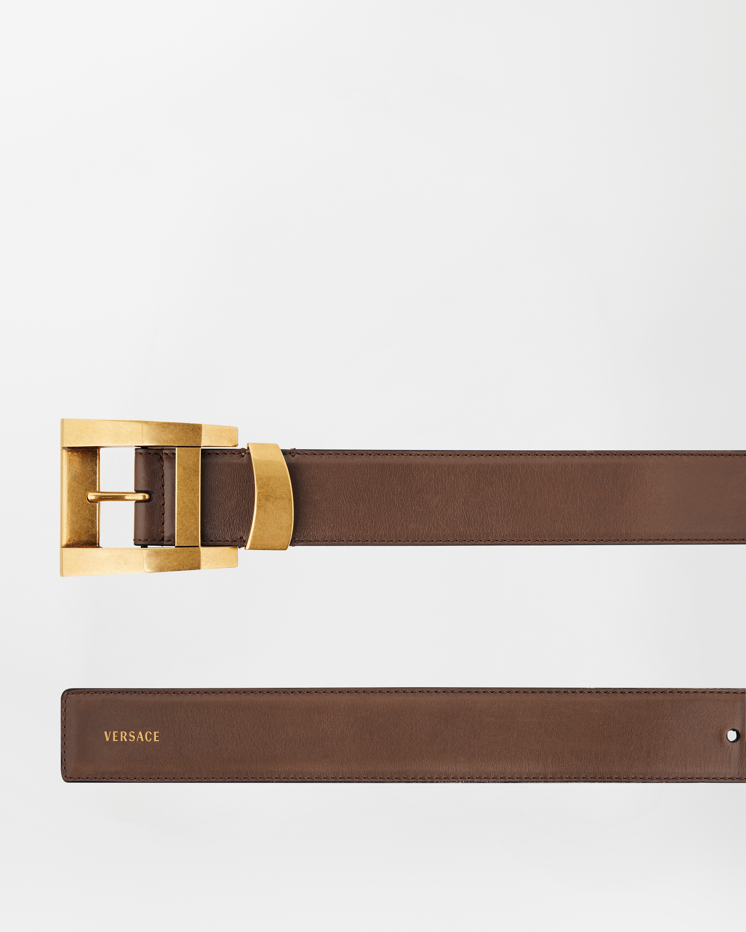 Leather Belt 4 cm Brown | VERSACE US