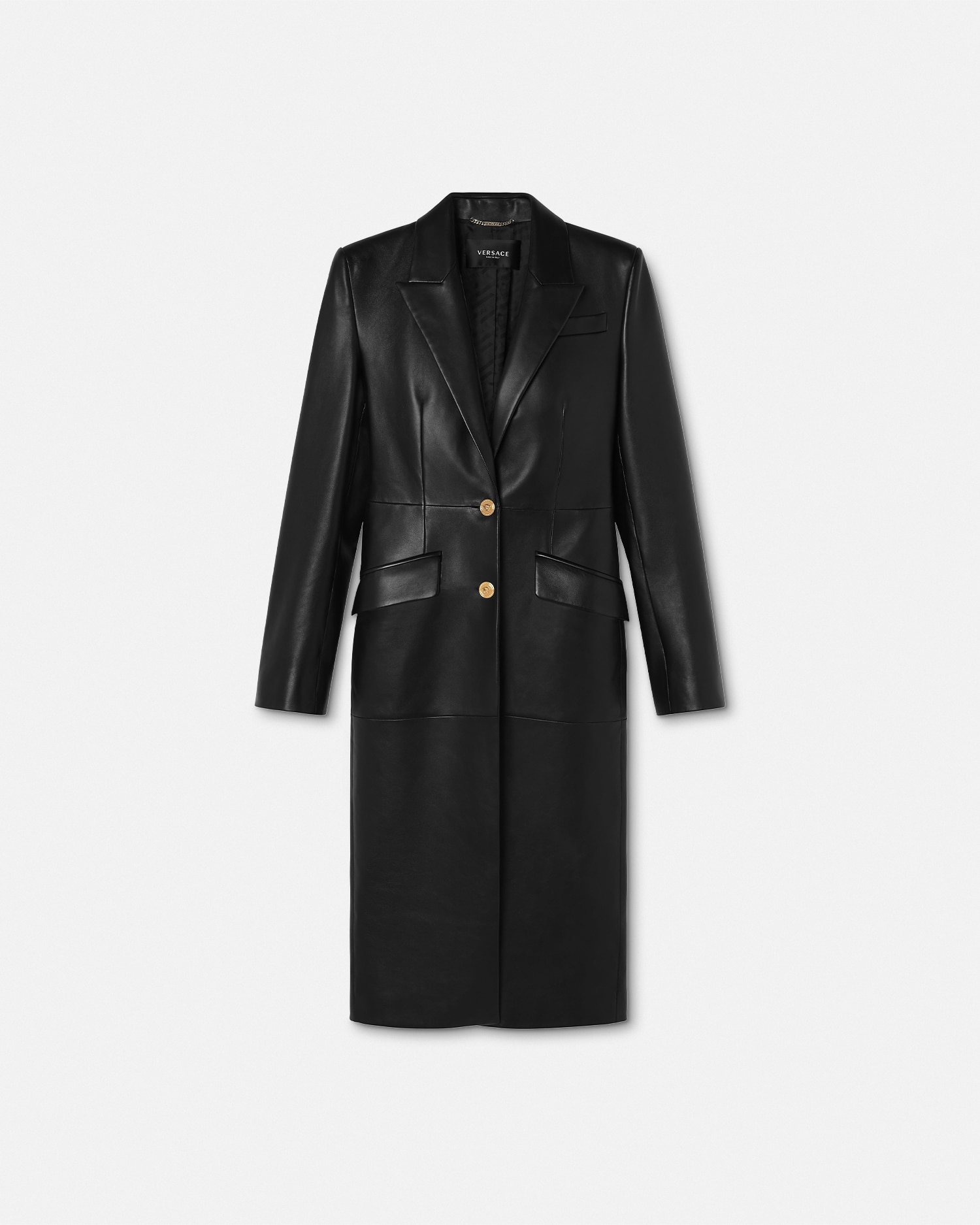 Single-Breasted Leather Coat