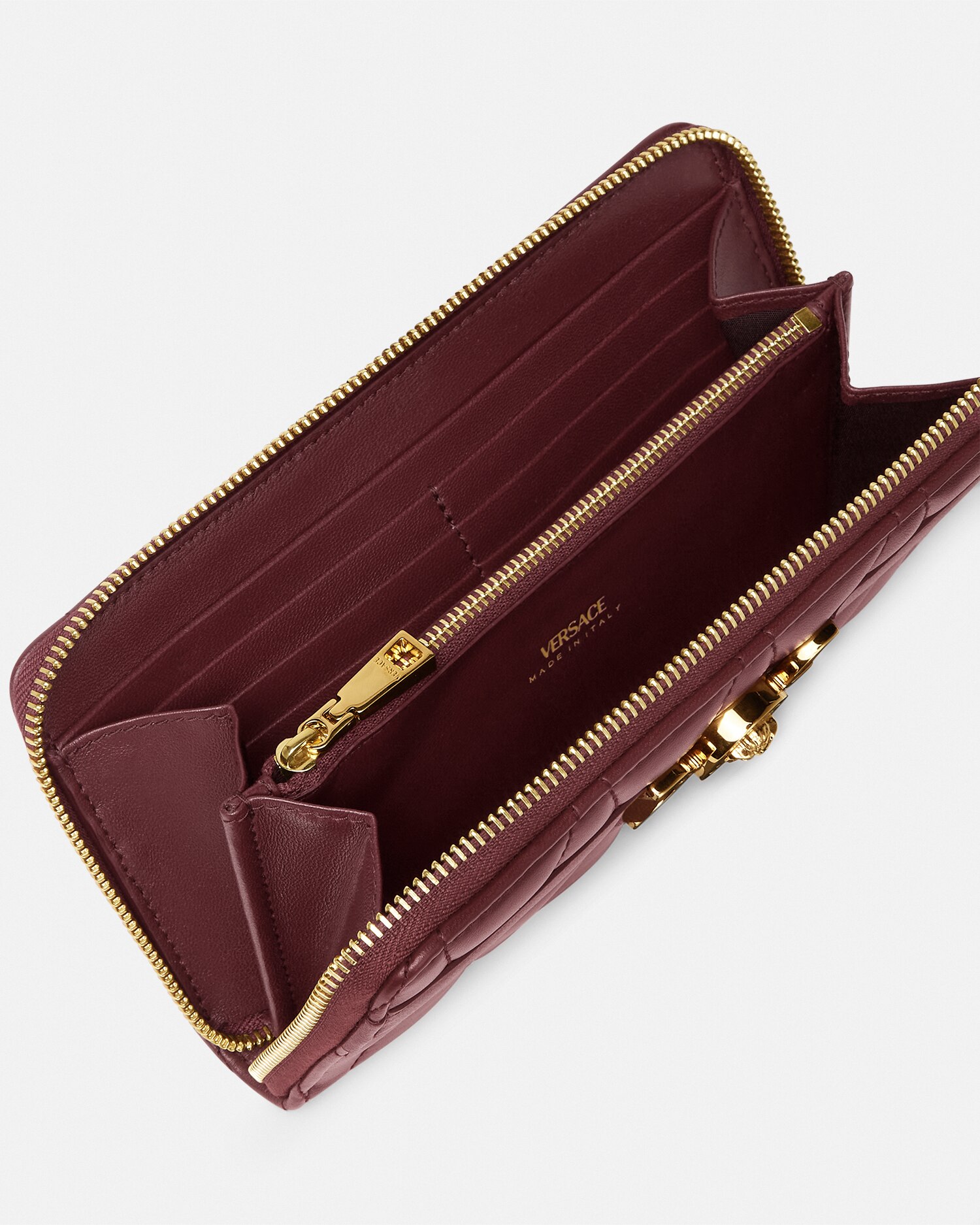 Versace Portefeuille Long Matelassé Medusa '95 In Burgundy