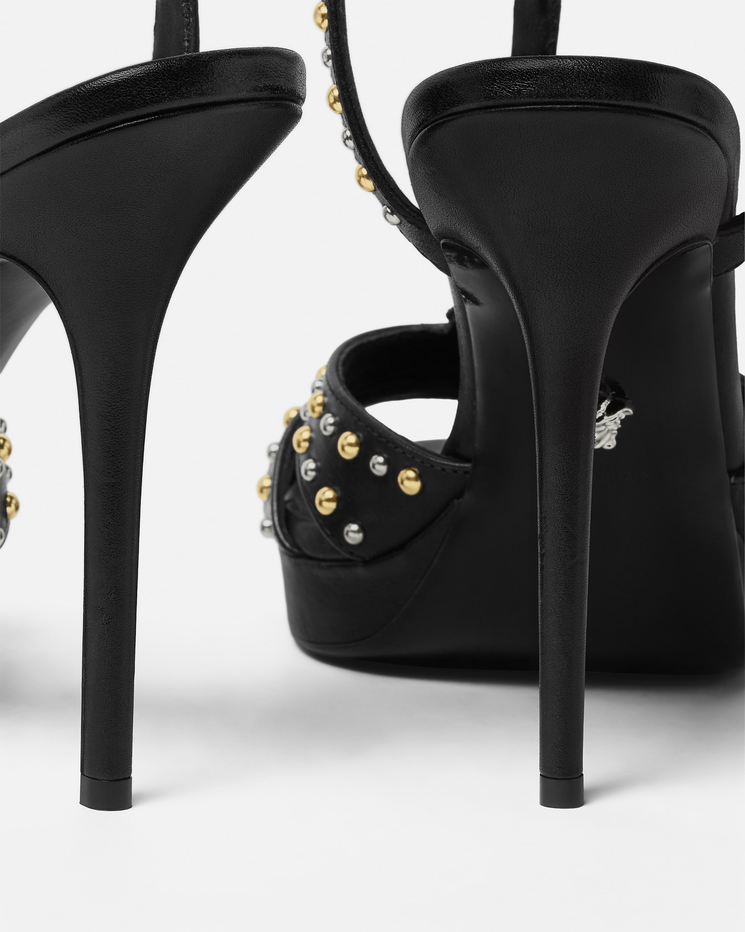 V Embellished Leather Sandals 120 mm