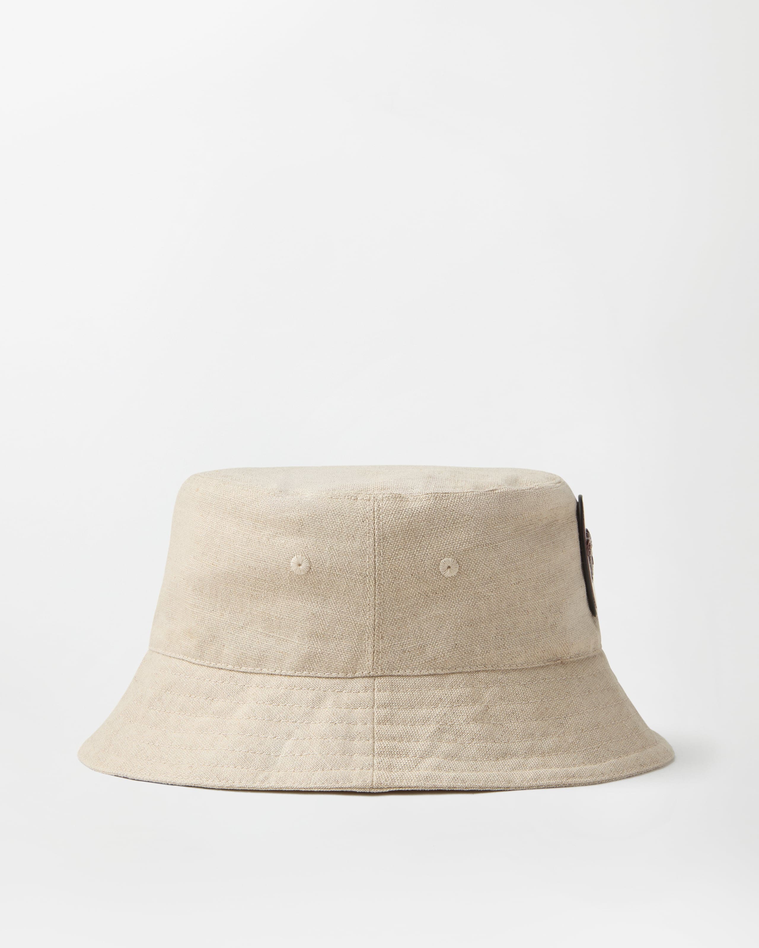 Cotton & Linen Bucket Hat Beige | VERSACE US