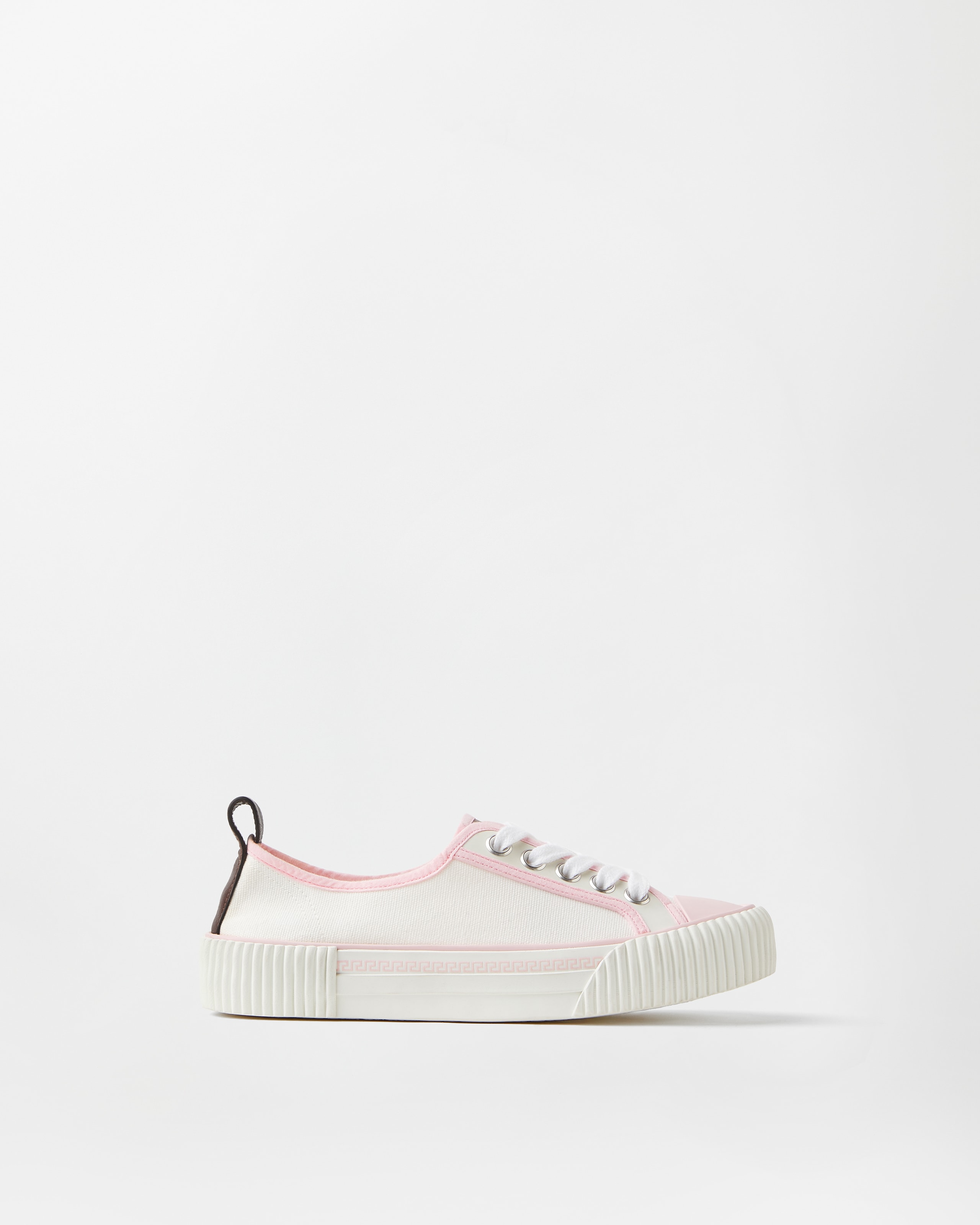 Versace Lace Sneakers Contrast Trim Pull Tab Sole In White