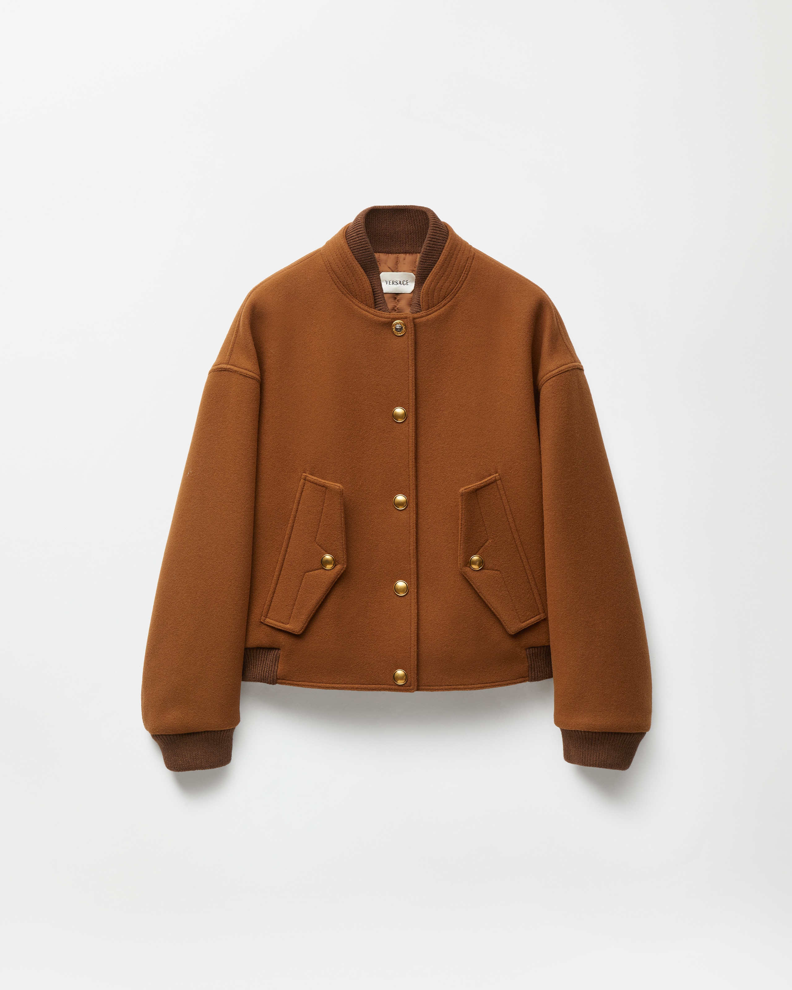 Versace Double-wool Bomber In Brown
