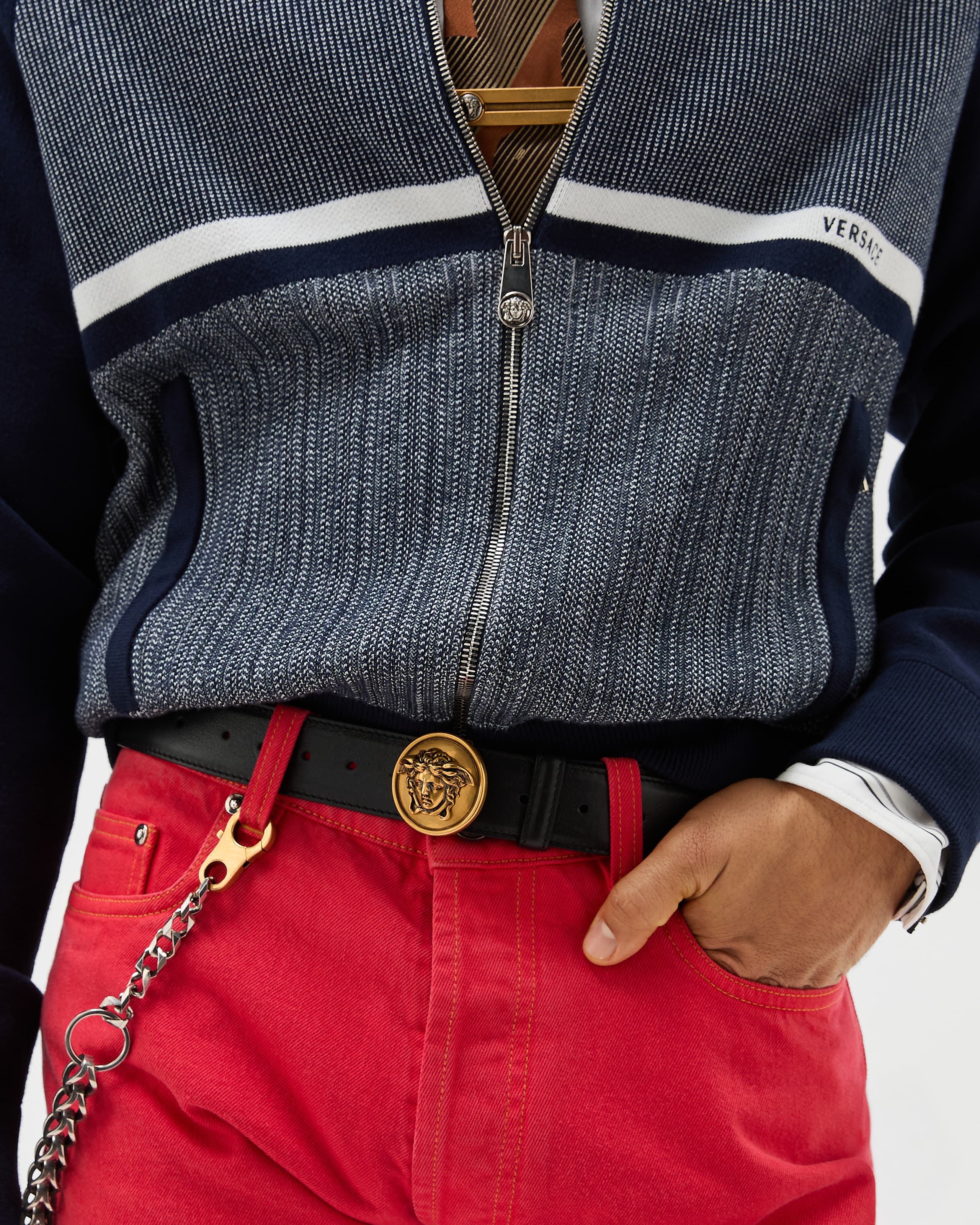 Leather Belt 3.5 cm Black | VERSACE US