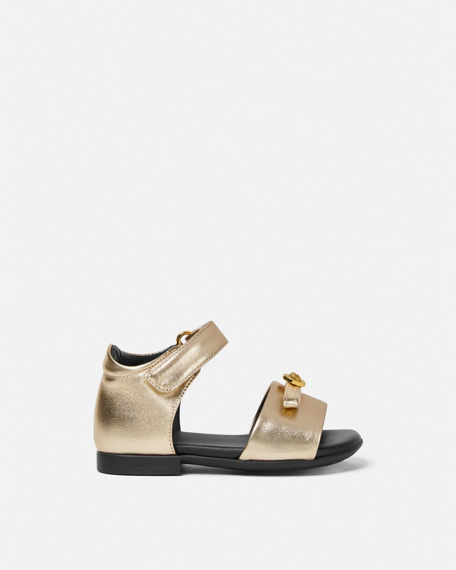 Versace Gianni Ribbon Metallic Baby Sandals In Gold