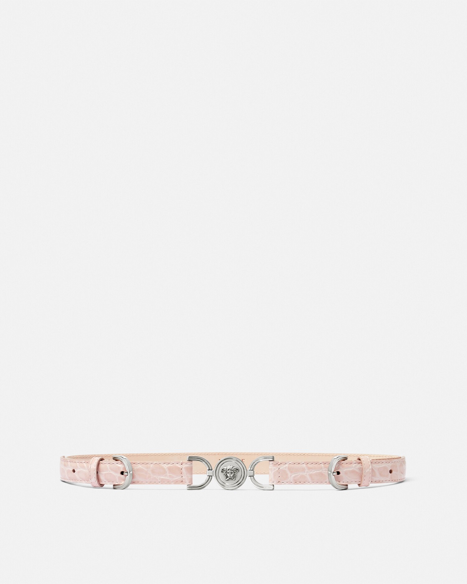 Shop Versace Medusa '95 Croc-effect Belt 2 Cm In Light Pink