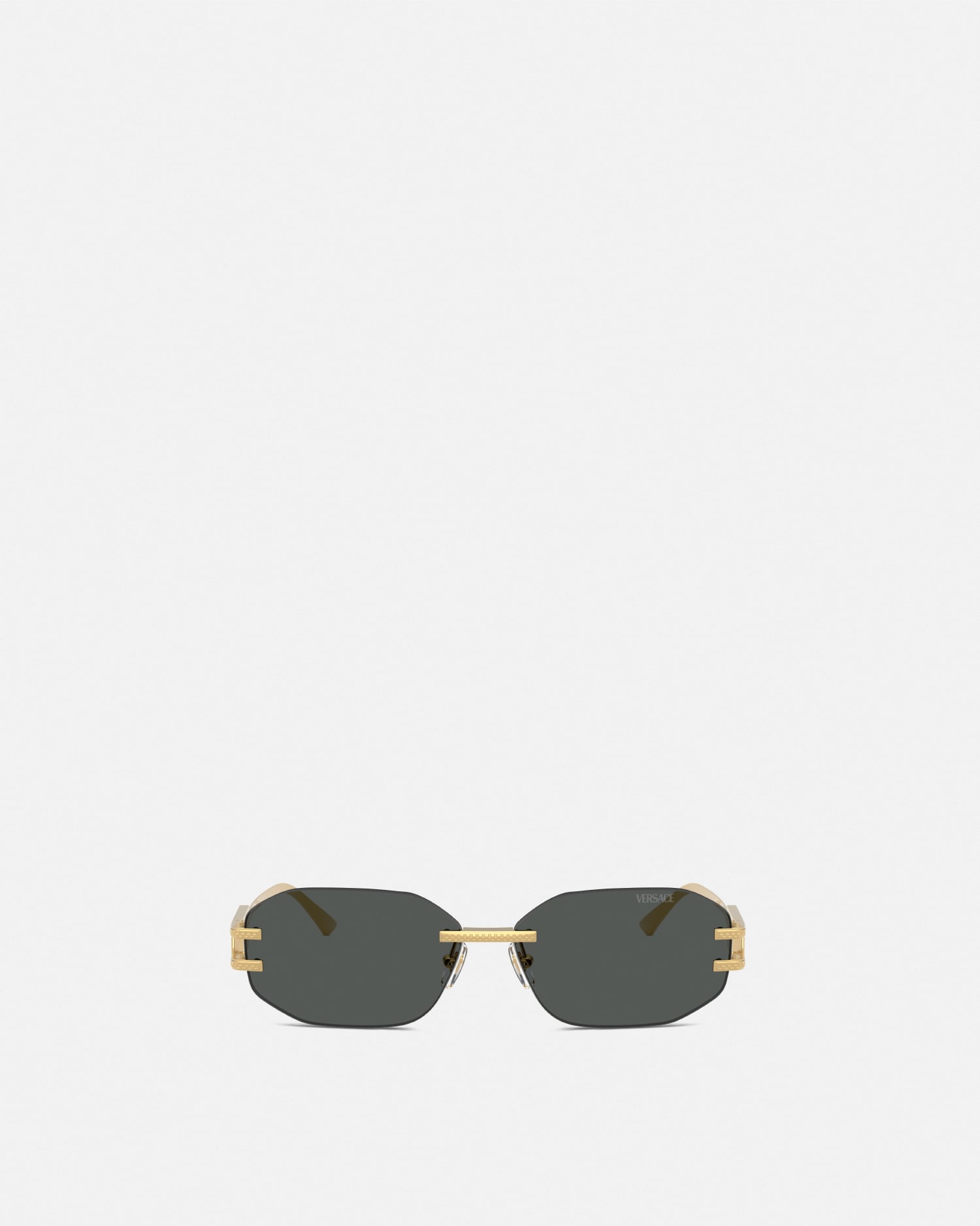 Versace Damier Plaque Sunglasses In Black+gold
