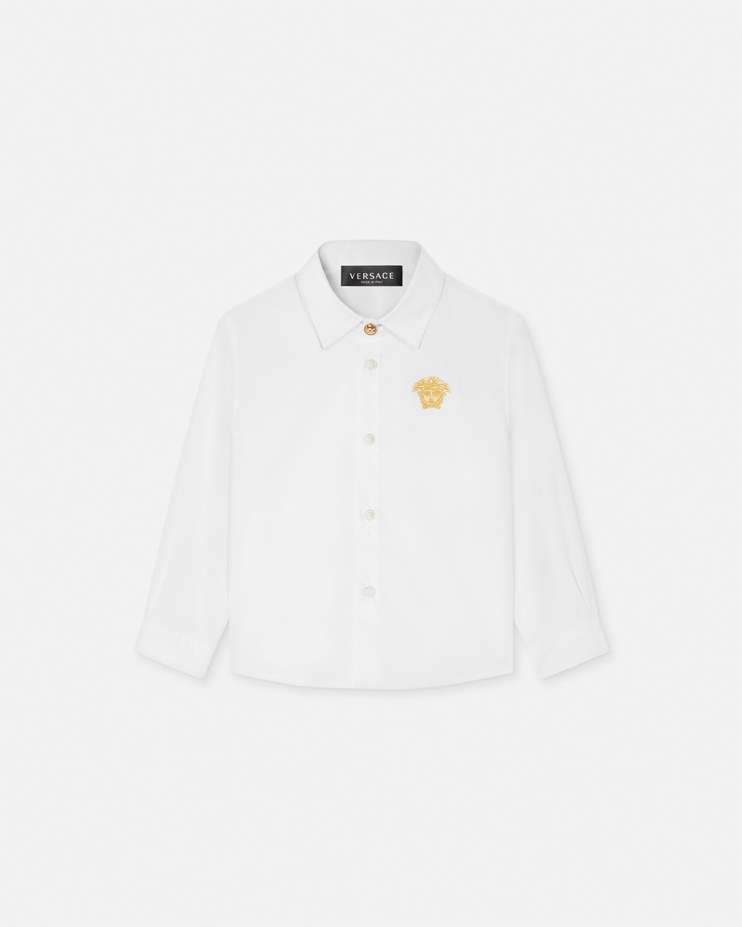 Versace Embroidered Medusa Baby Shirt In White+print