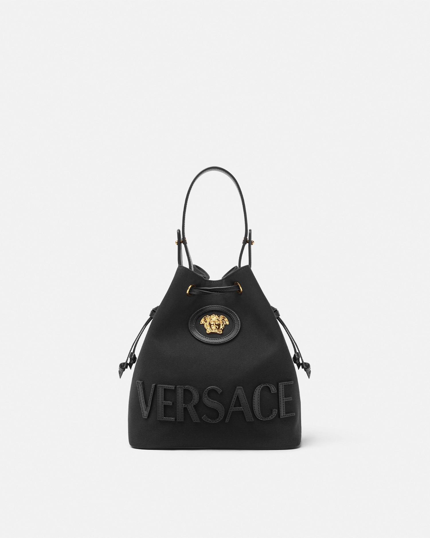 Versace Sac Seau En Toile La Medusa In Noir+or