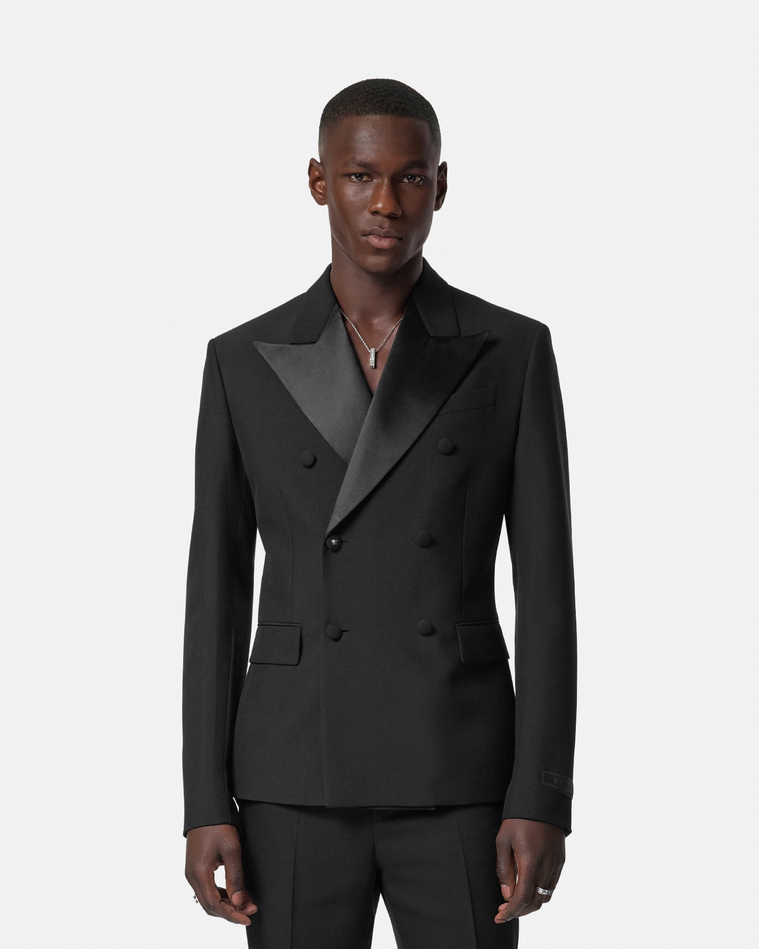 Wool-Mohair Blazer Black | VERSACE US
