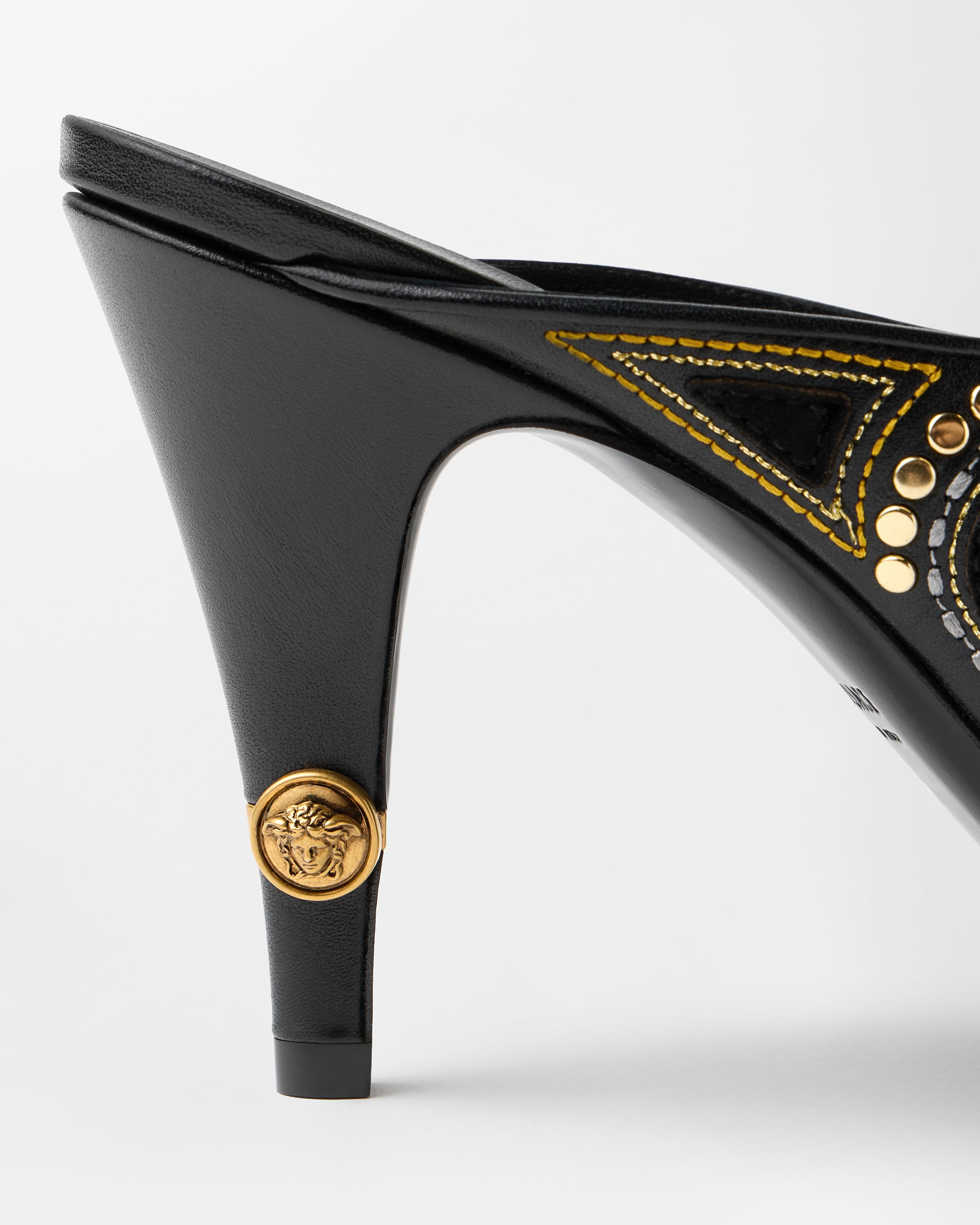 GIANNIVERSACE刺繍ミュール Gianni Embroidered Leather Mules 90 mm | VERSACE US