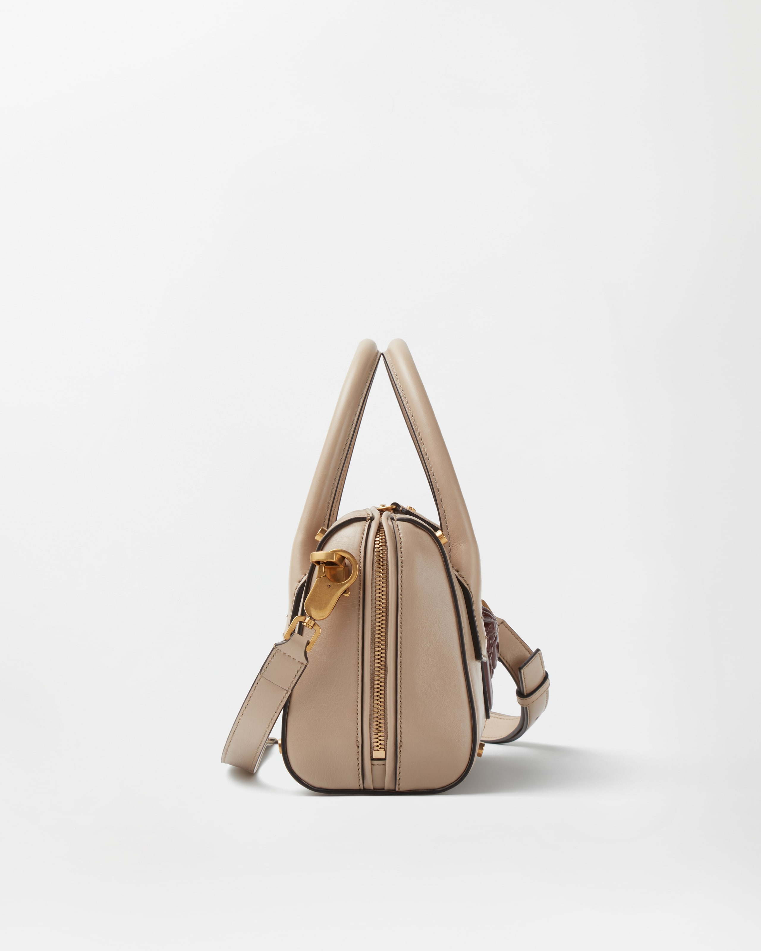 Roomy Small Leather Boston Bag Blue | VERSACE US