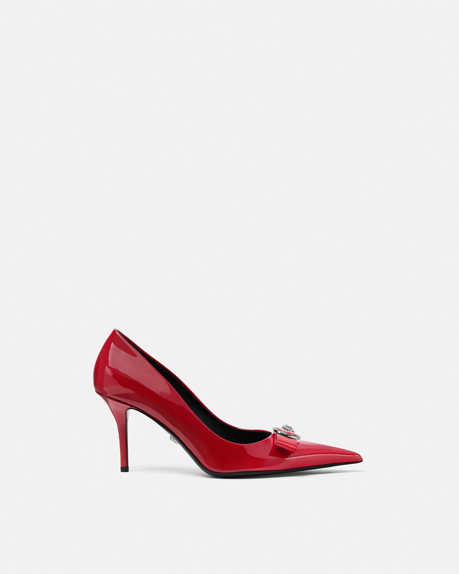 Versace Gianni Ribbon Escarpins Vernis 85 Mm In Red