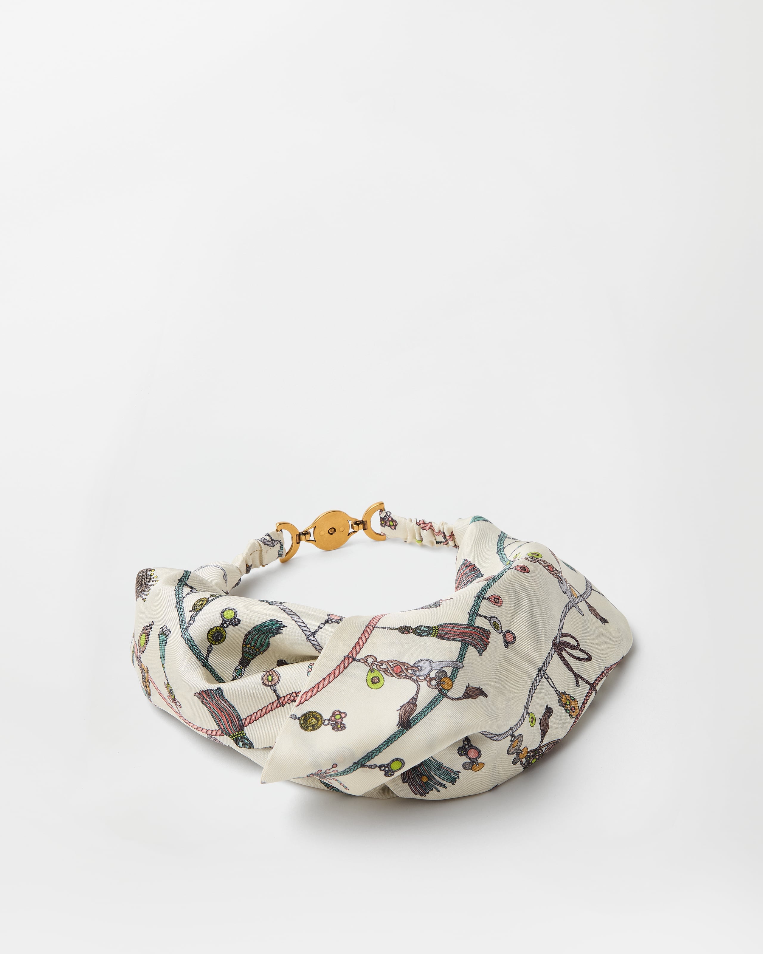 Versace Printed Silk Twill Headband In White