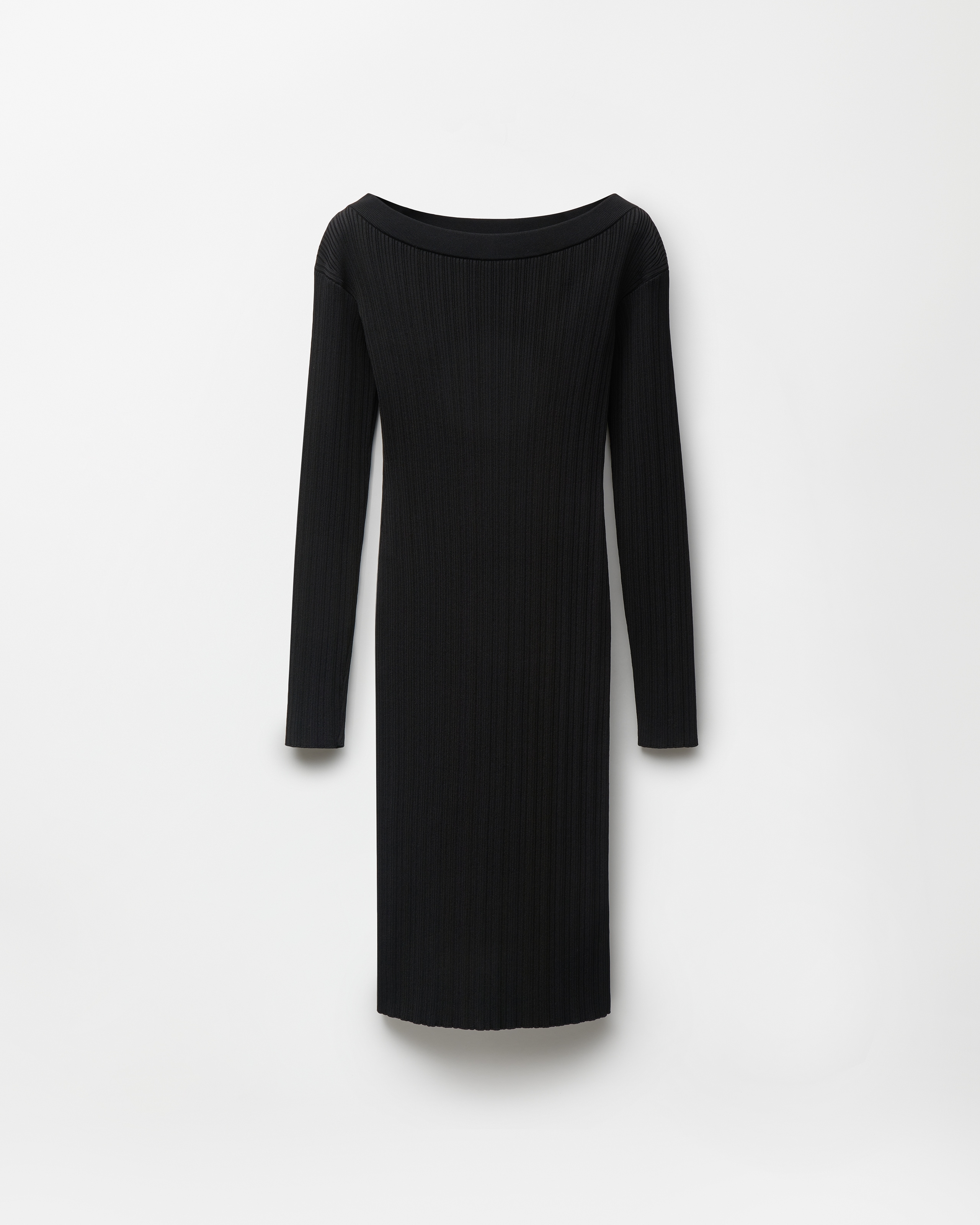 Versace Ribbed Knit Midi Dress In Black