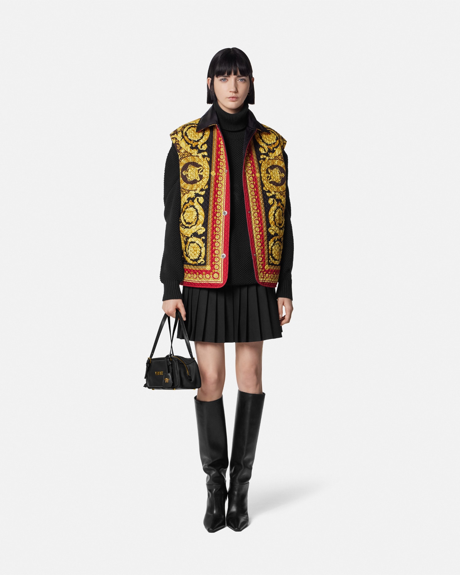 Logo Knit Long Turtleneck Sweater