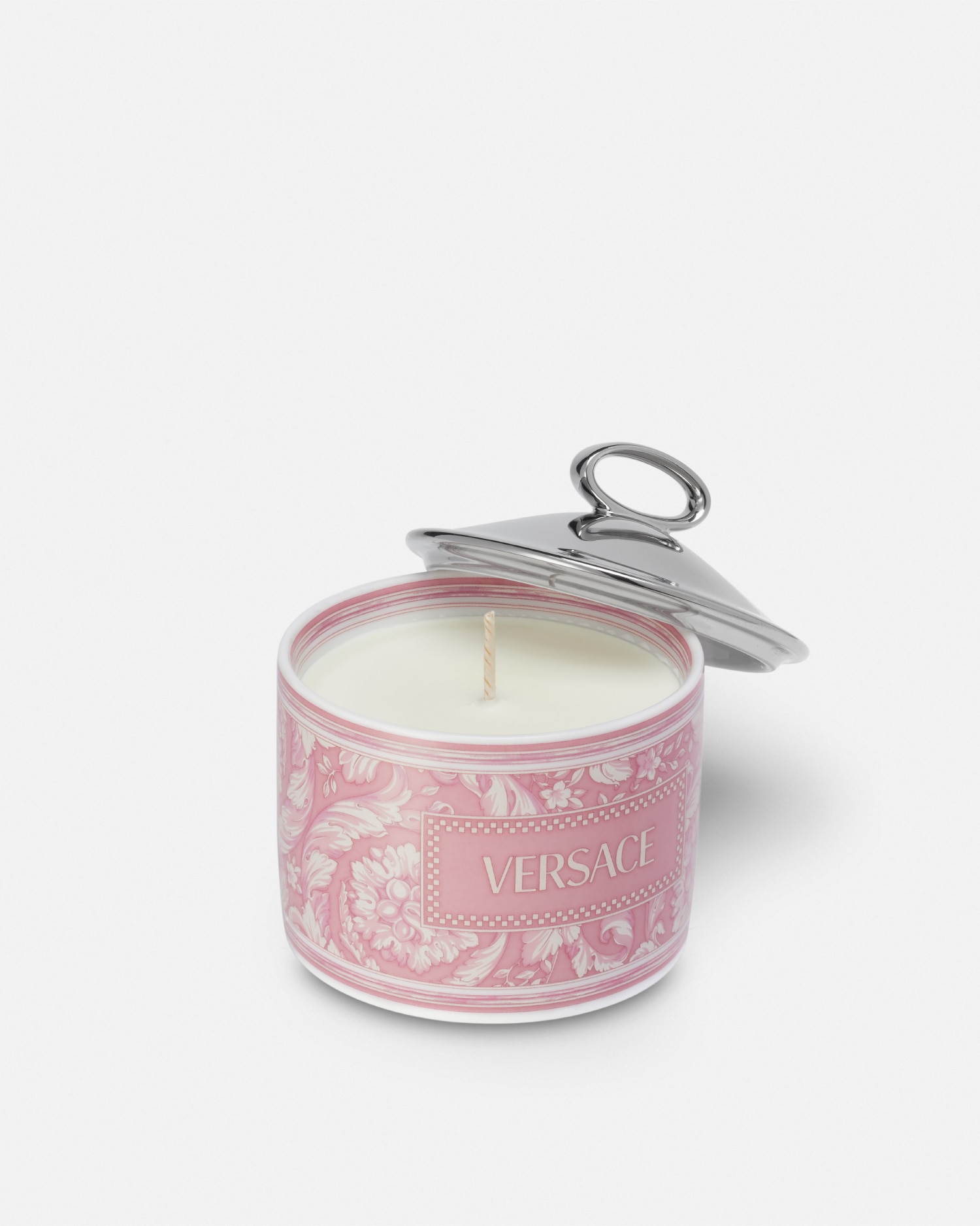 Versace Barocco Rose Small Scented Candle In Light Pink