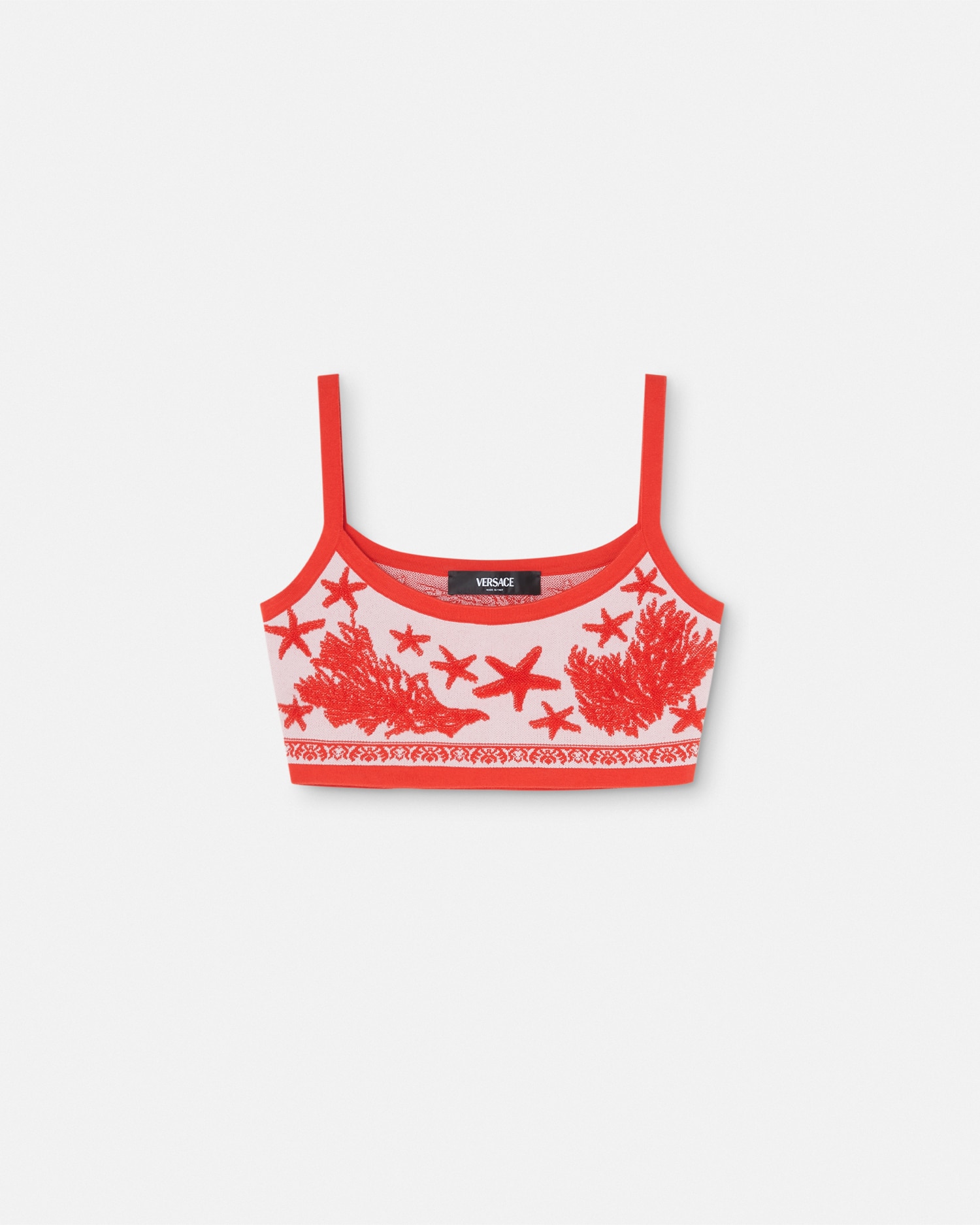 Versace Tresor De La Mer Towel-stitch Jacquard Knit Crop Top In Light Pink
