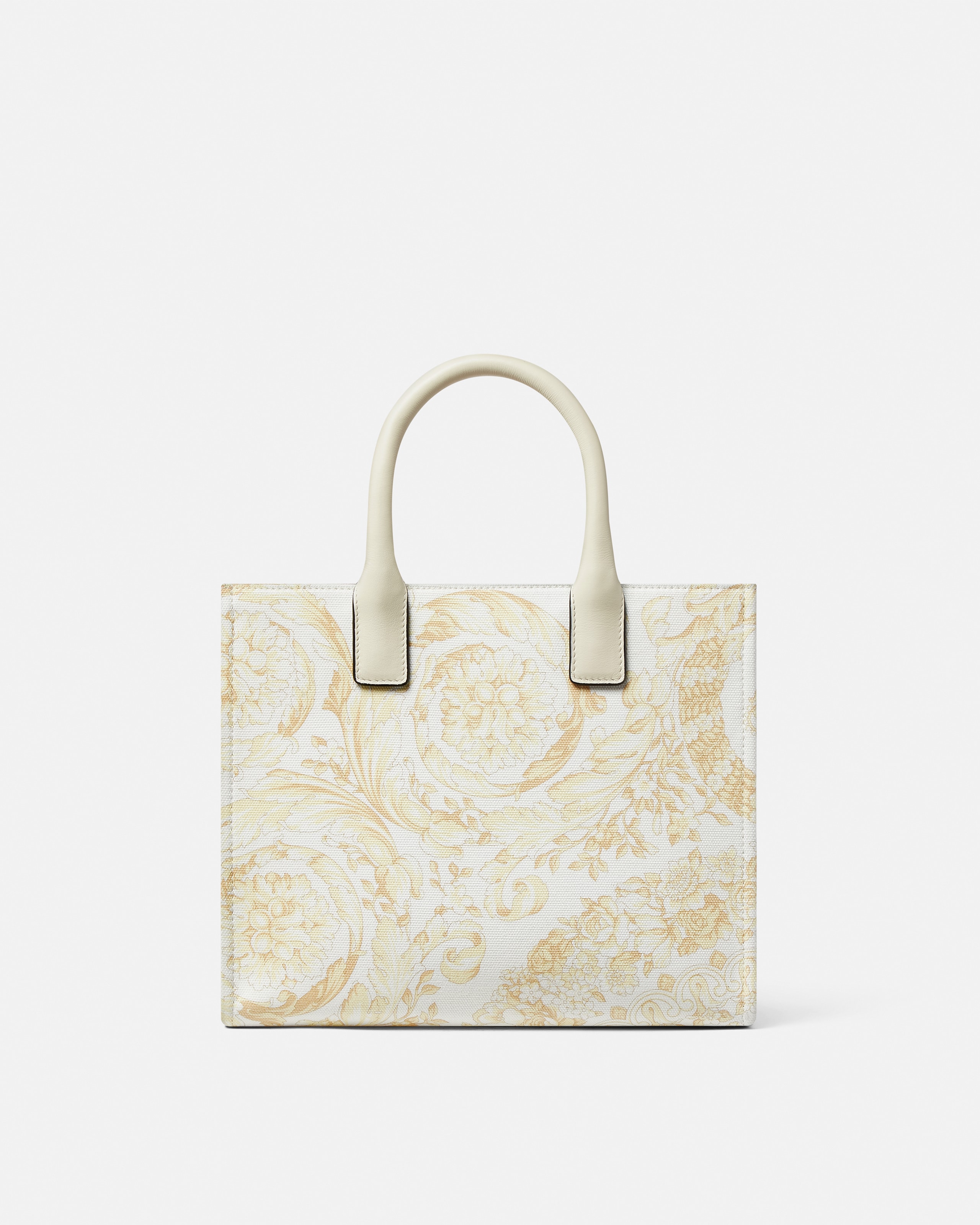 La Medusa Printed Small Canvas Tote White,Gold | VERSACE US