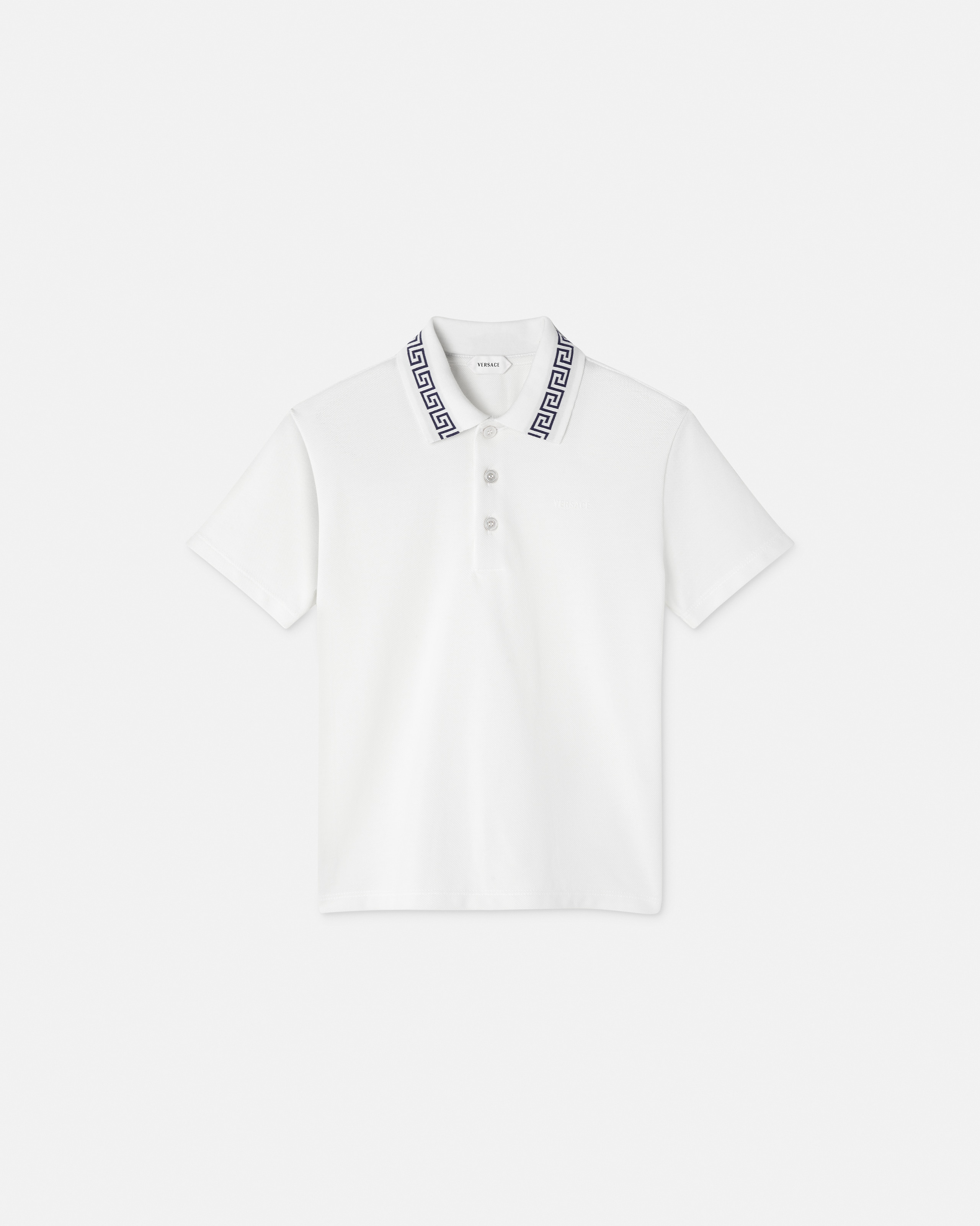 Versace Polo En Piqué De Coton Kids In Blanc