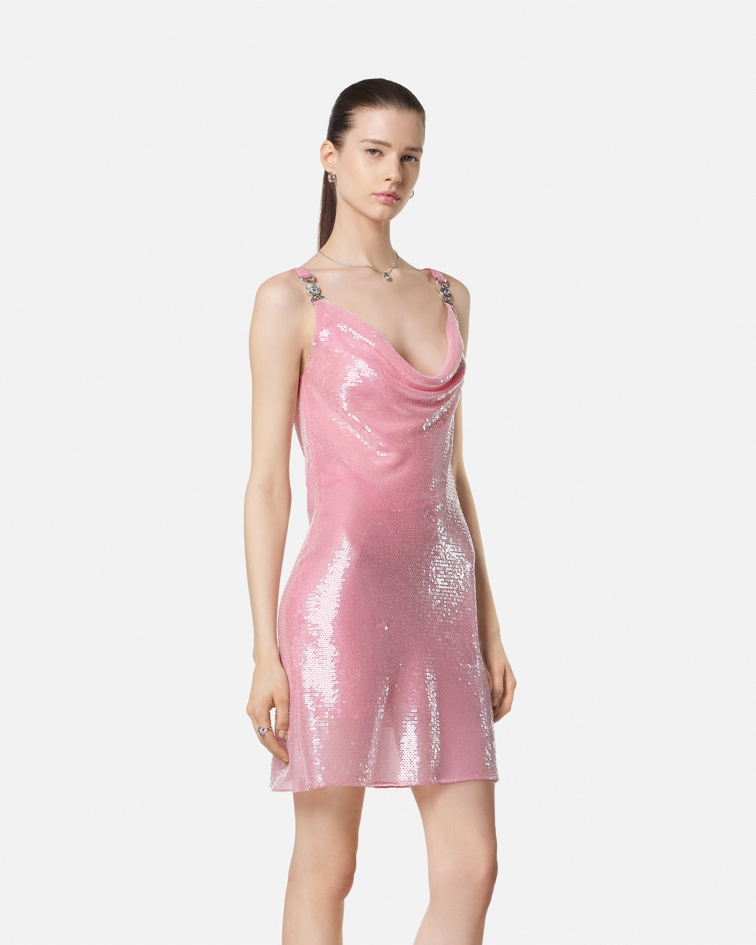 Sequin Silk Slip Mini Dress