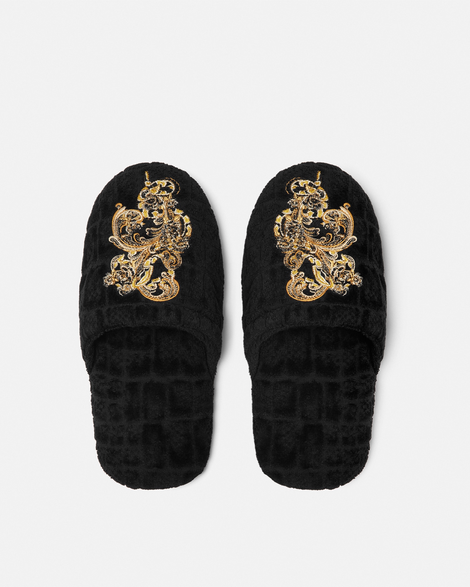 Versace Embroidered Chinese New Year Slippers In Noir