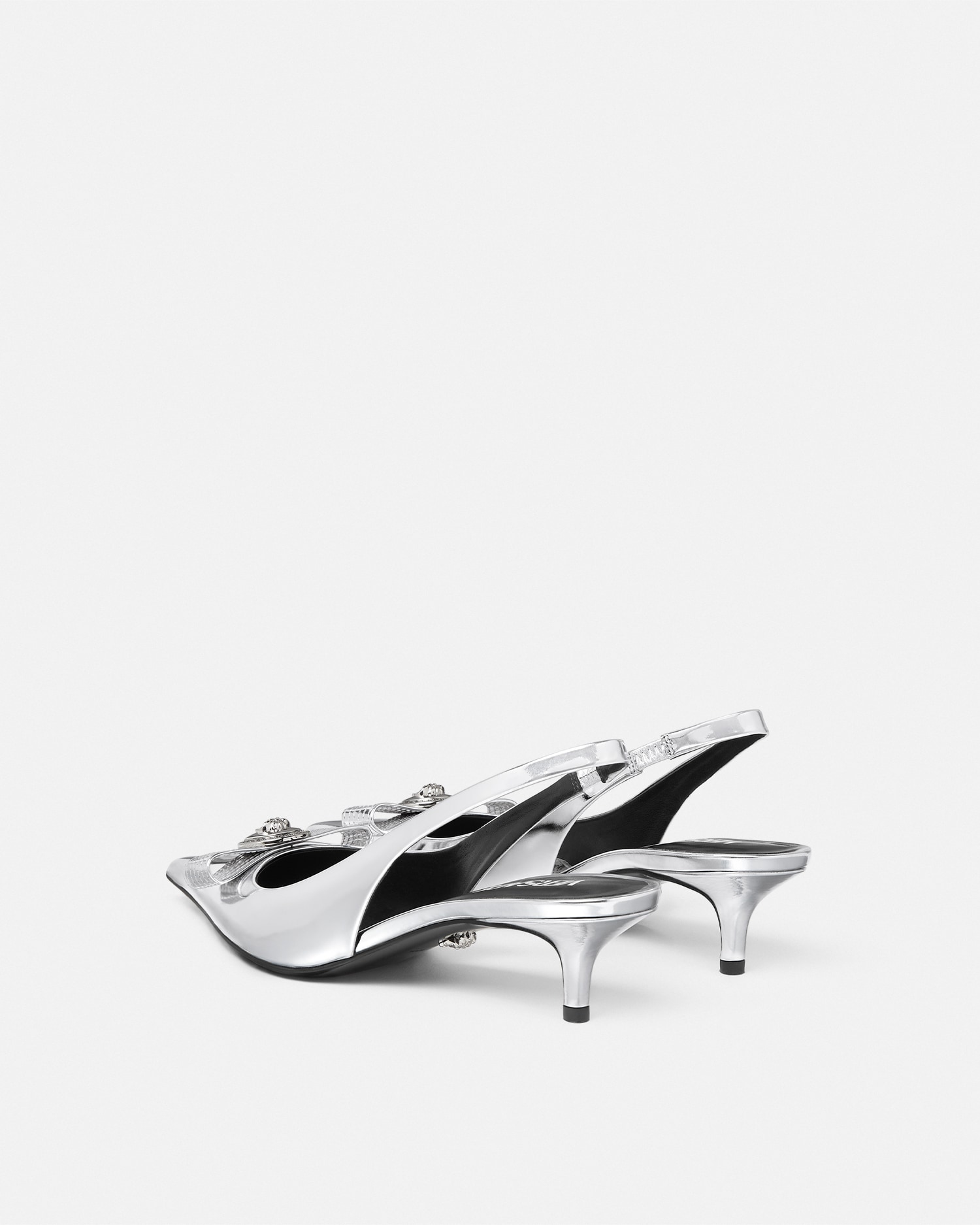 Gianni Ribbon Metallic Slingback Pumps 45 mm